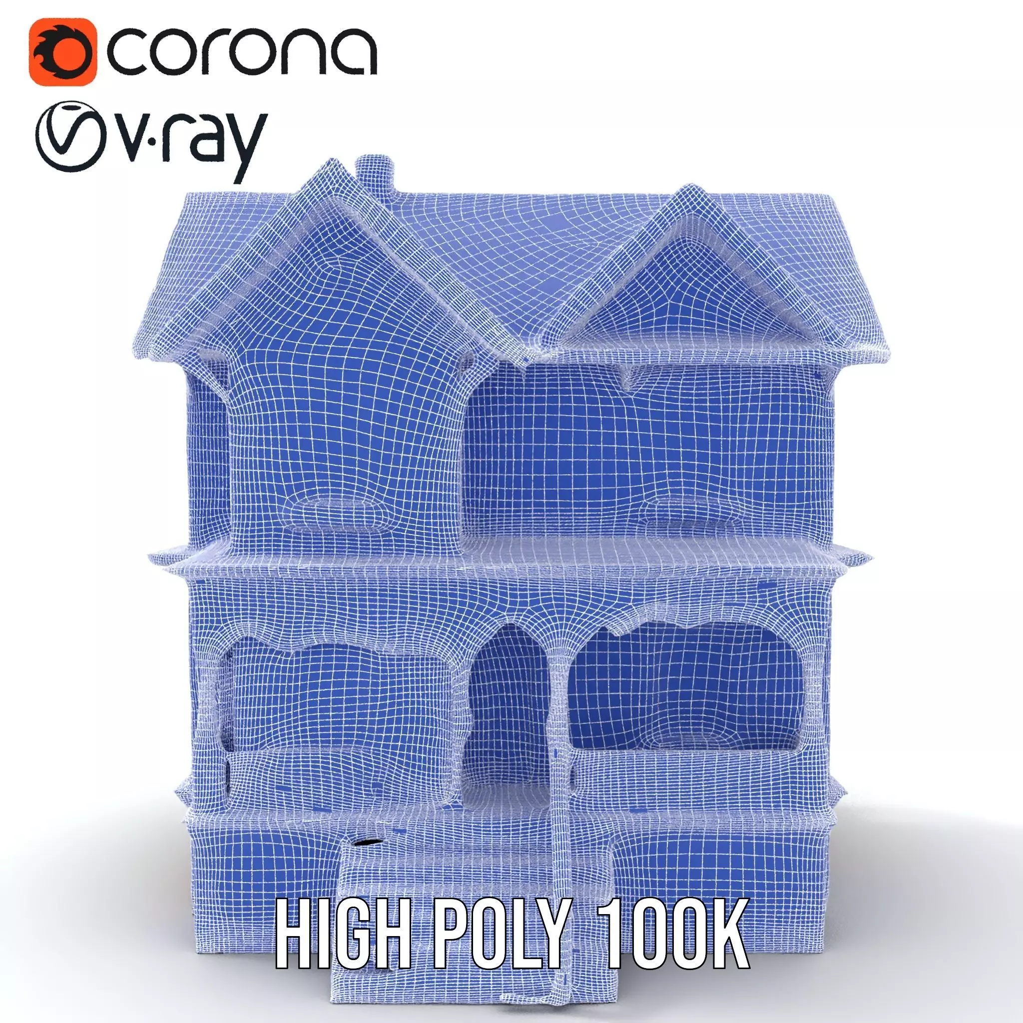 Victorian Turquoise House model pack Low-poly 3D model_34