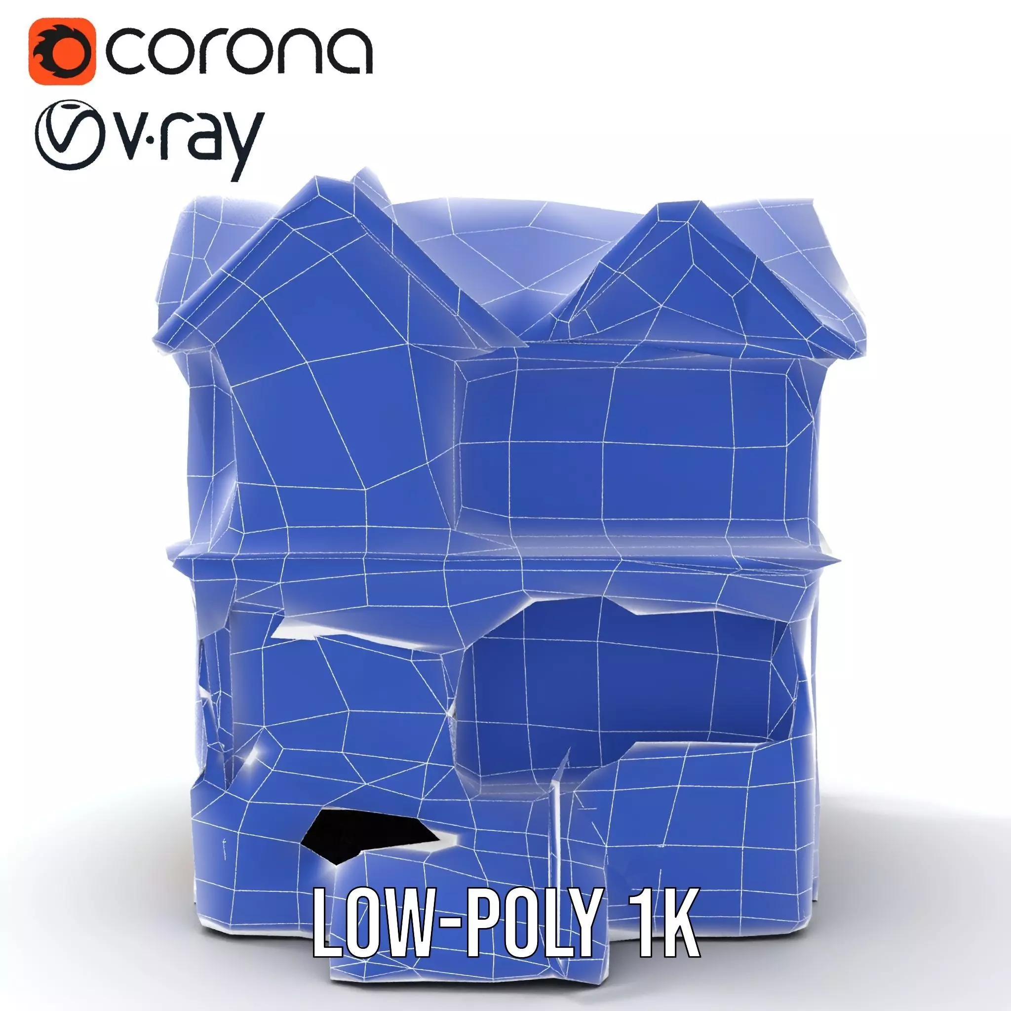 Victorian Turquoise House model pack Low-poly 3D model_32