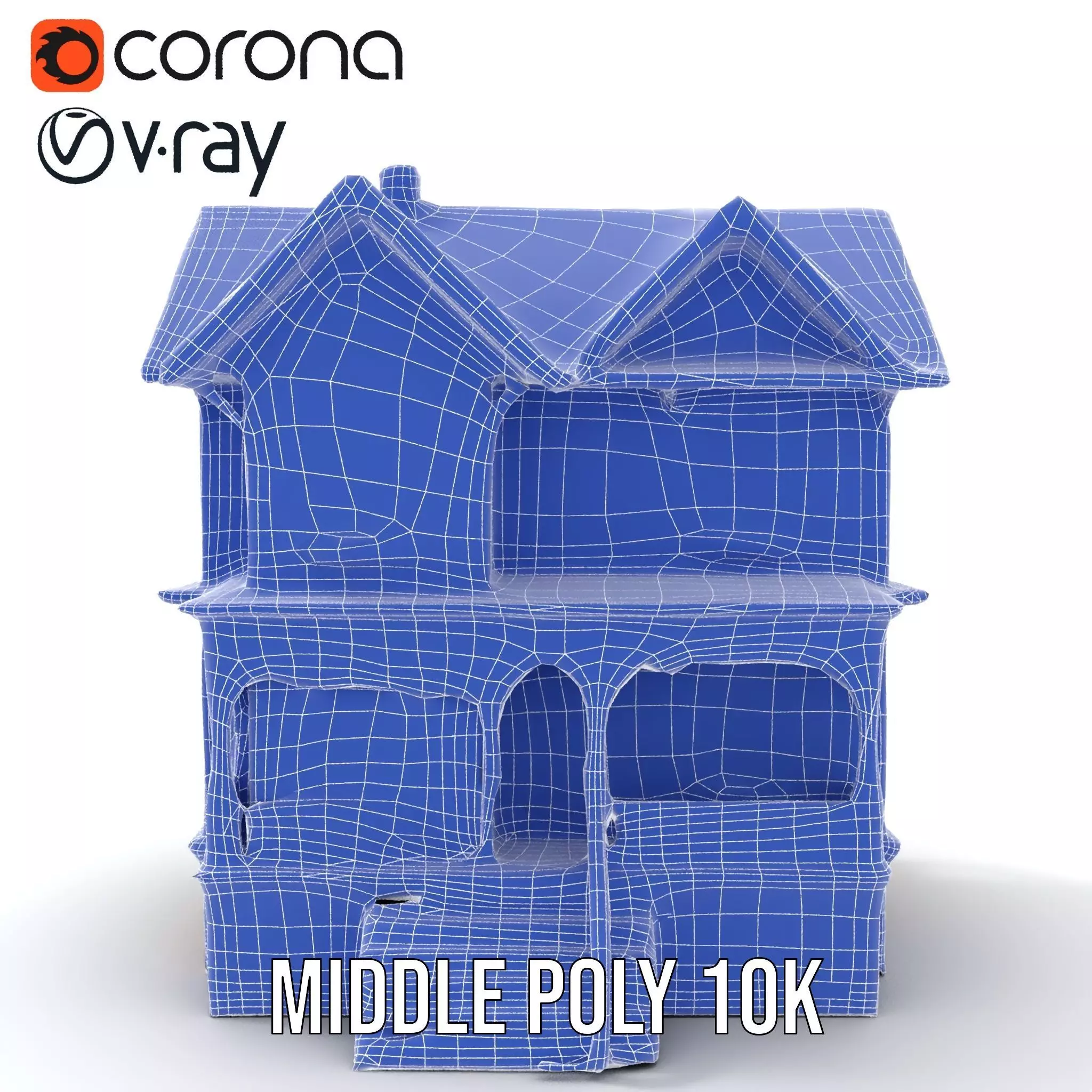 Victorian Turquoise House model pack Low-poly 3D model_17