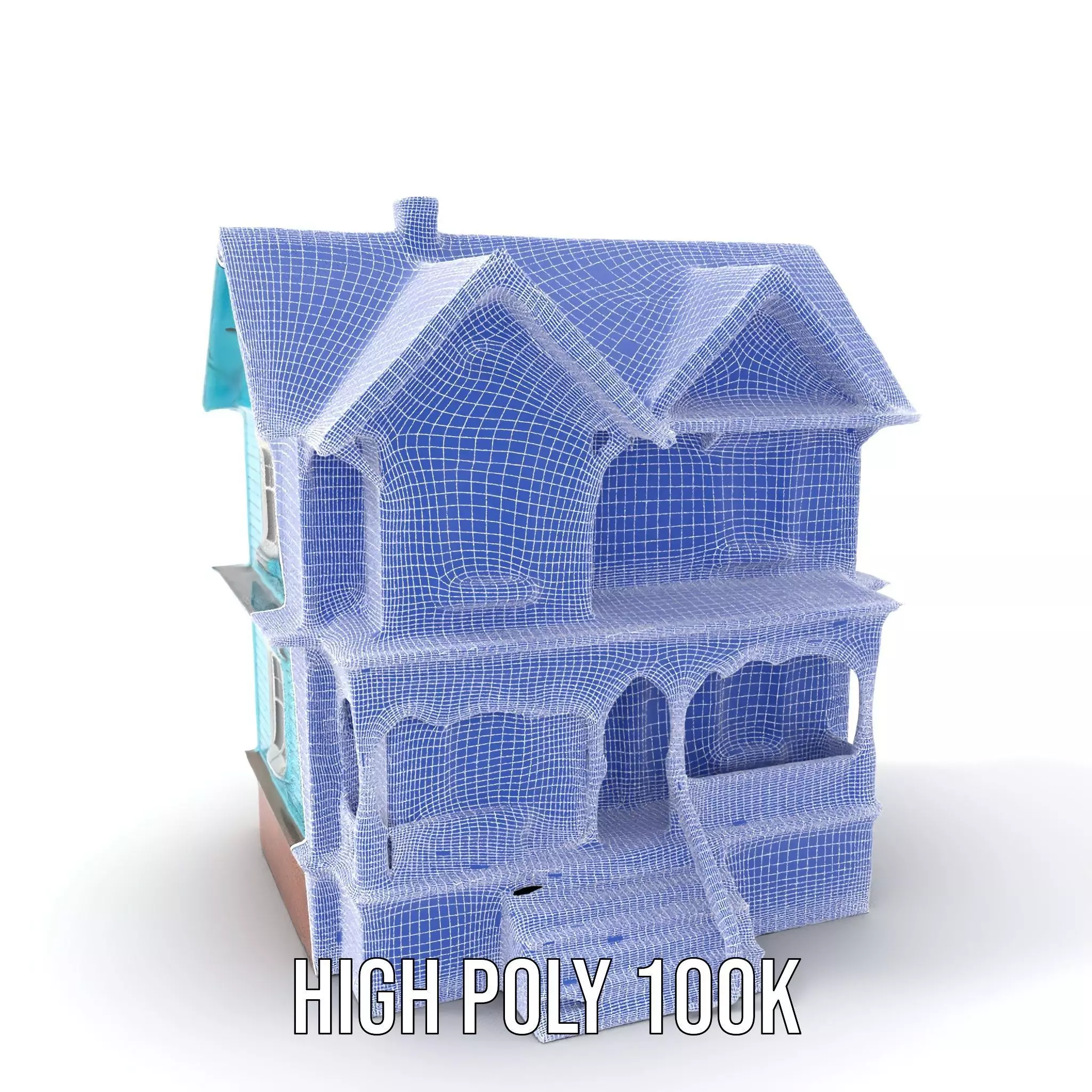 Victorian Turquoise House model pack Low-poly 3D model_5