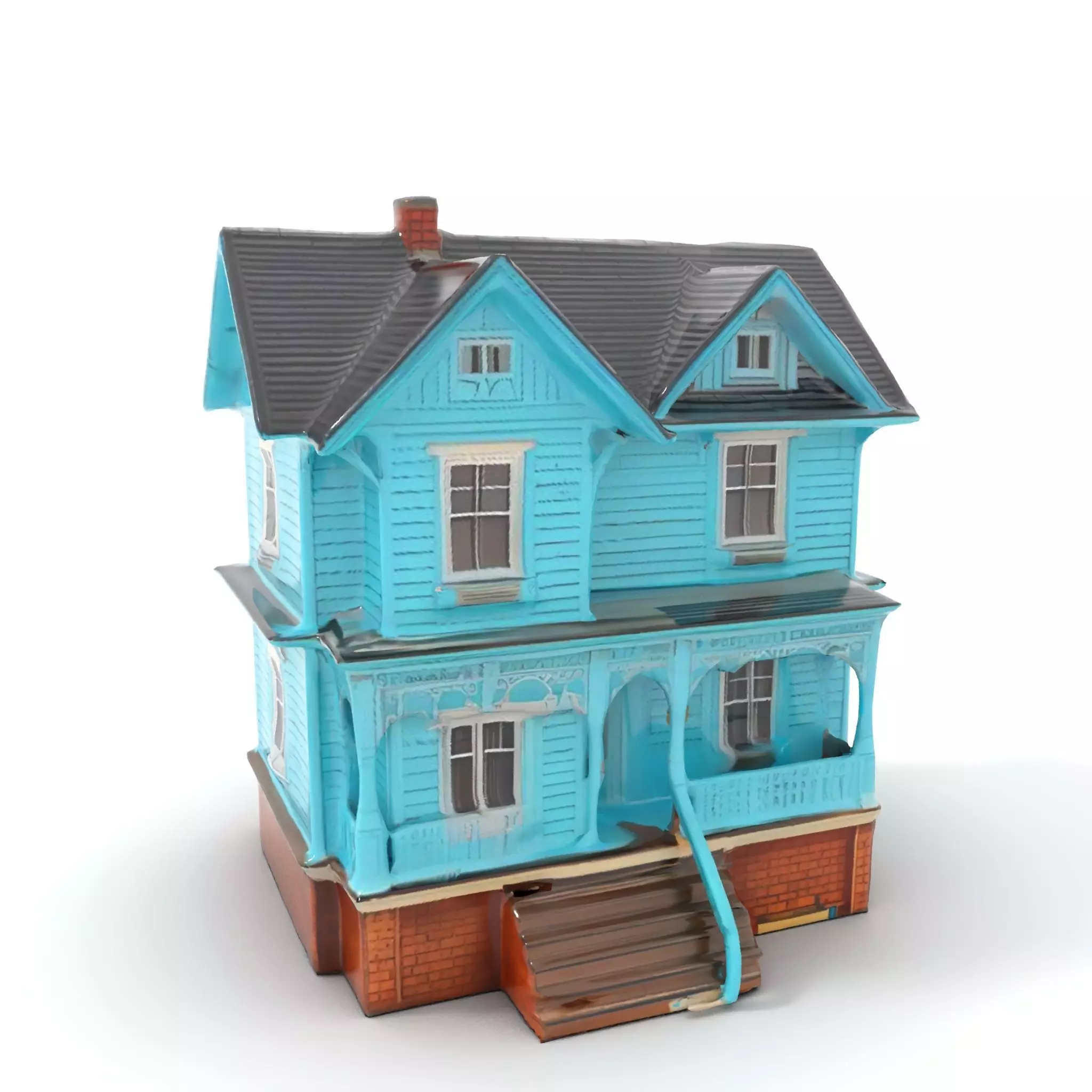 Victorian Turquoise House model pack Low-poly 3D model_7