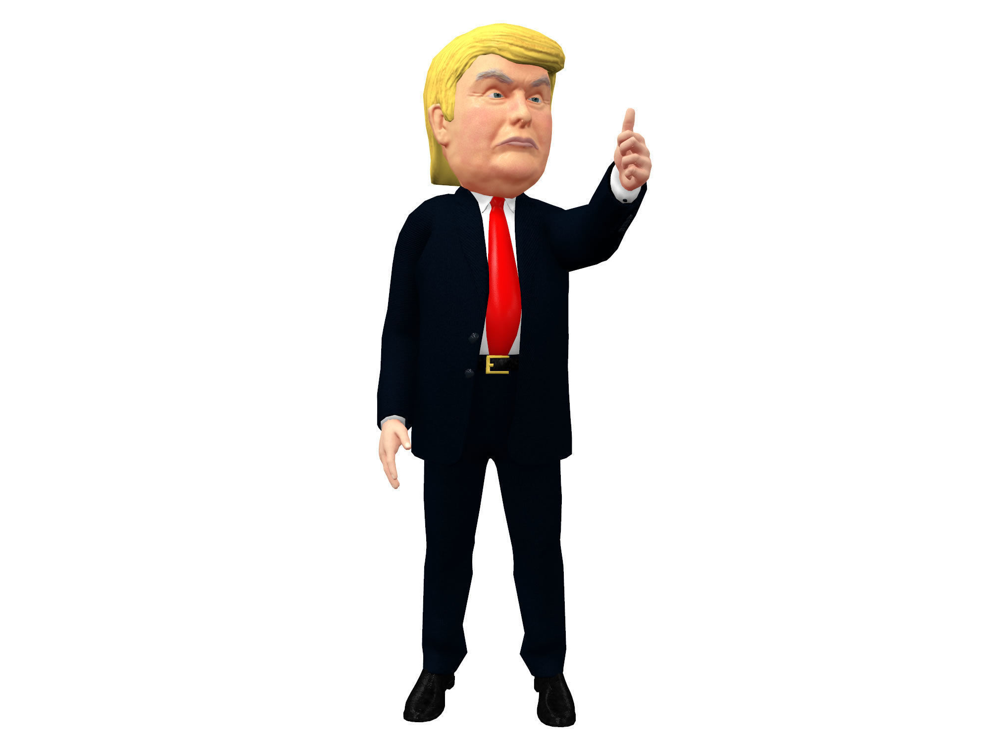 Donald Trump Caricature low poly rigged animated Low-poly 3D model_9