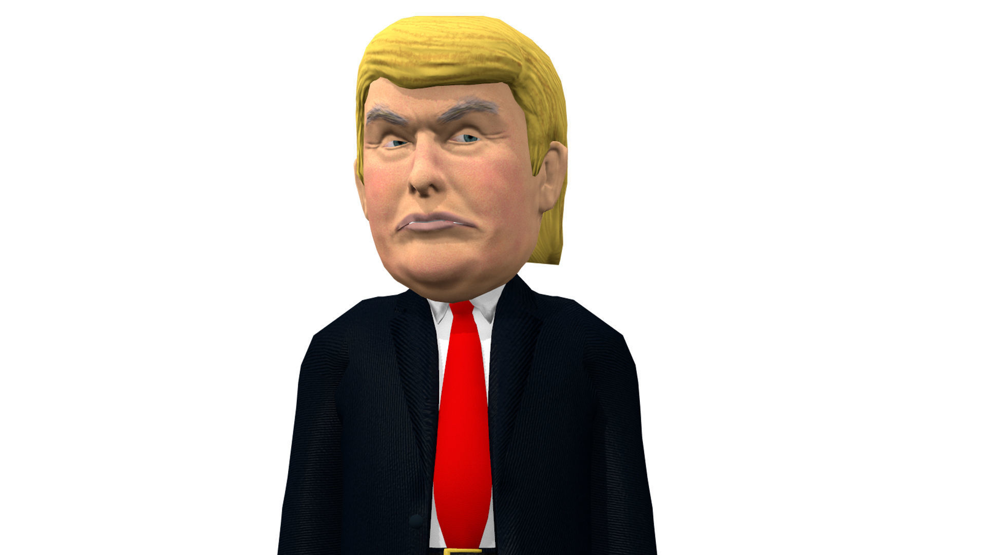 Donald Trump Caricature low poly rigged animated Low-poly 3D model_2