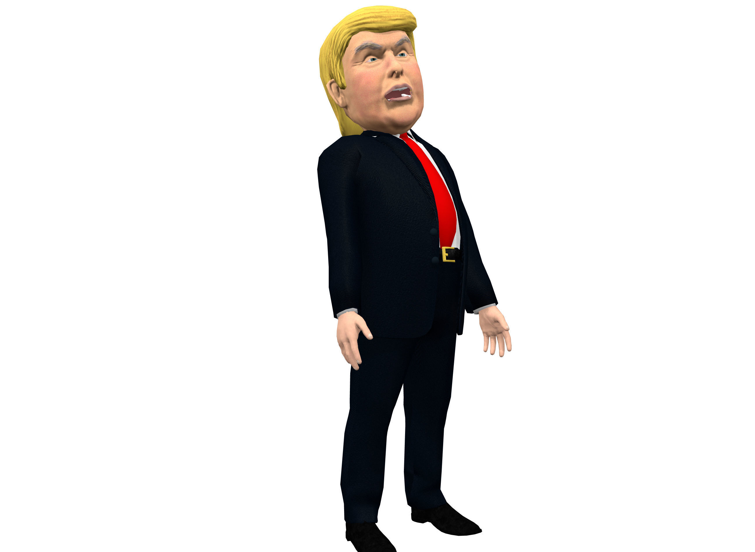 Donald Trump Caricature low poly rigged animated Low-poly 3D model_3