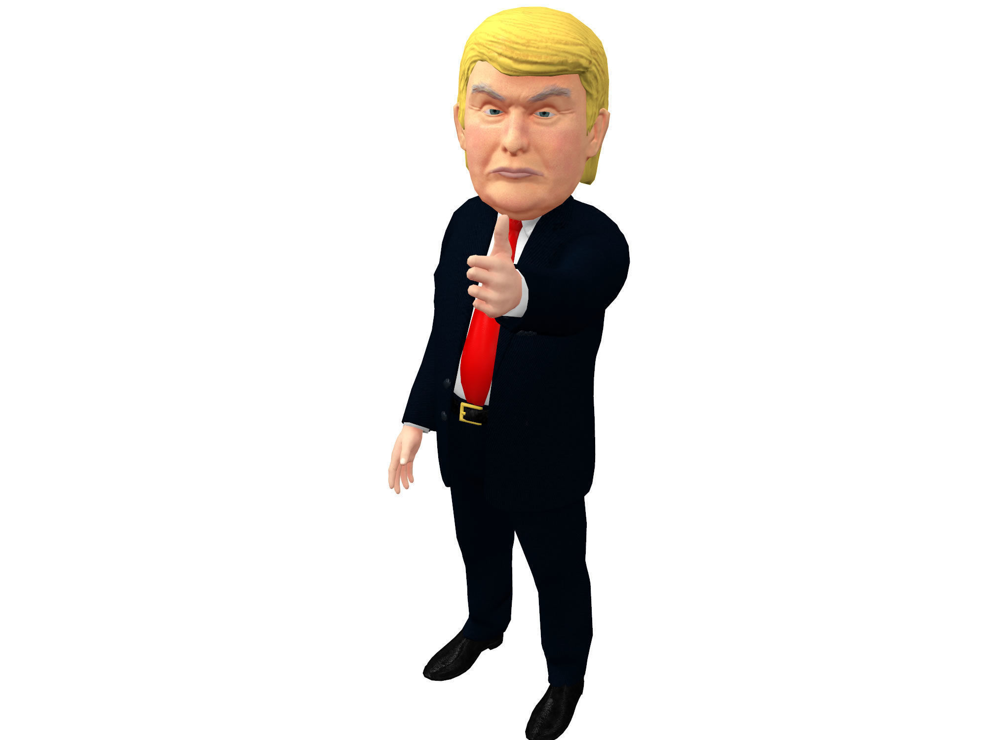 Donald Trump Caricature low poly rigged animated Low-poly 3D model_10