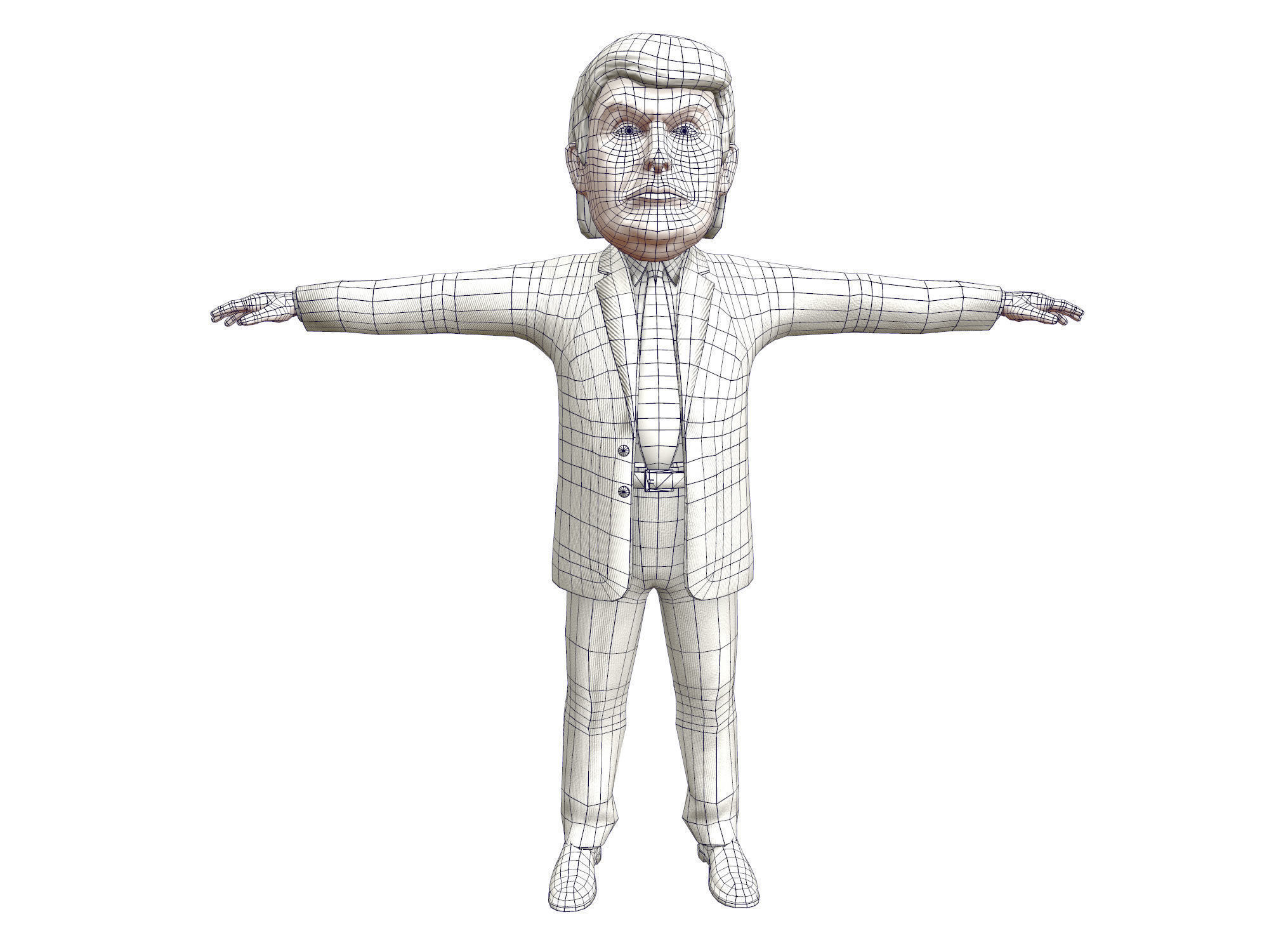 Donald Trump Caricature low poly rigged animated Low-poly 3D model_13