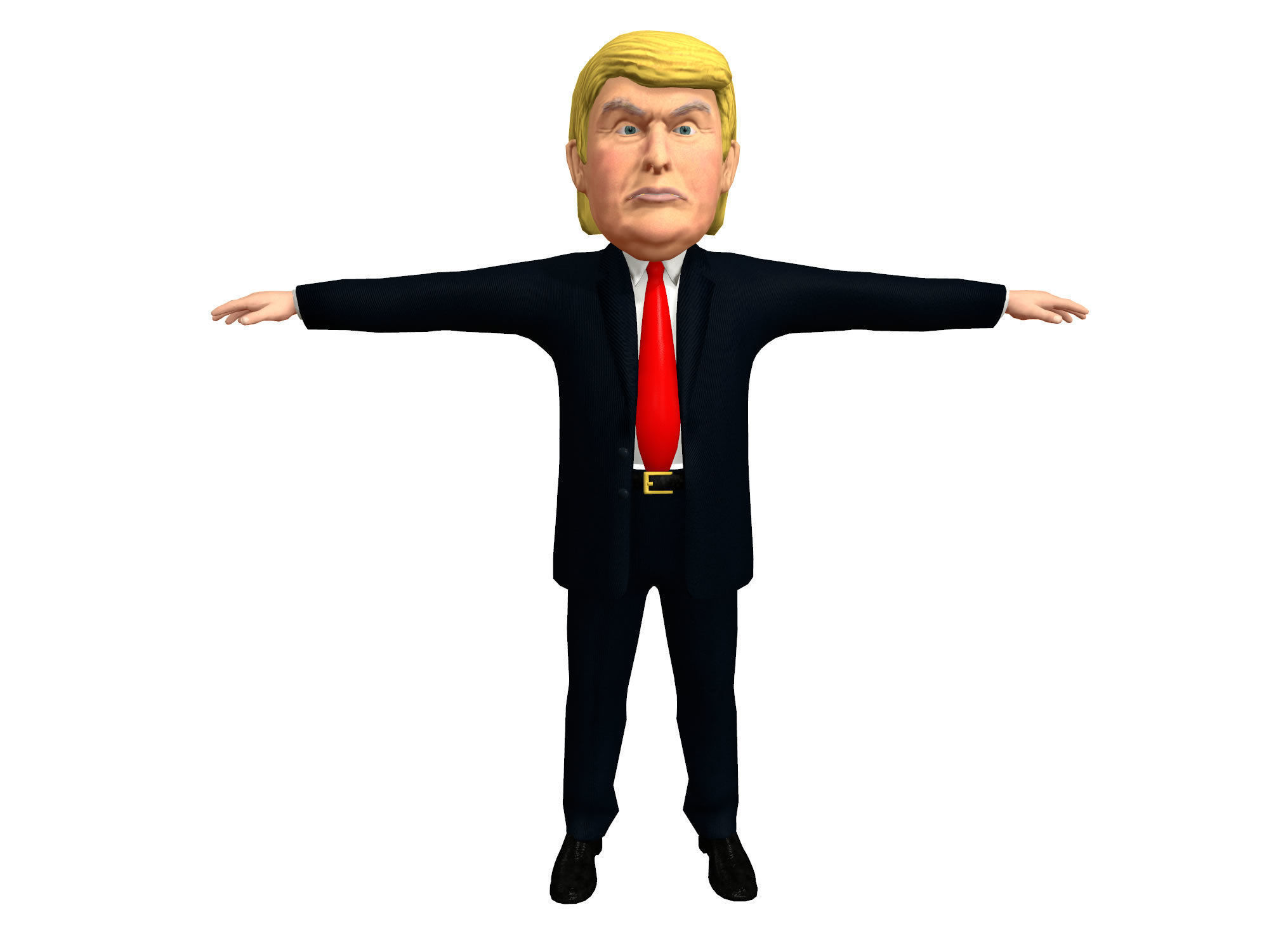 Donald Trump Caricature low poly rigged animated Low-poly 3D model_12