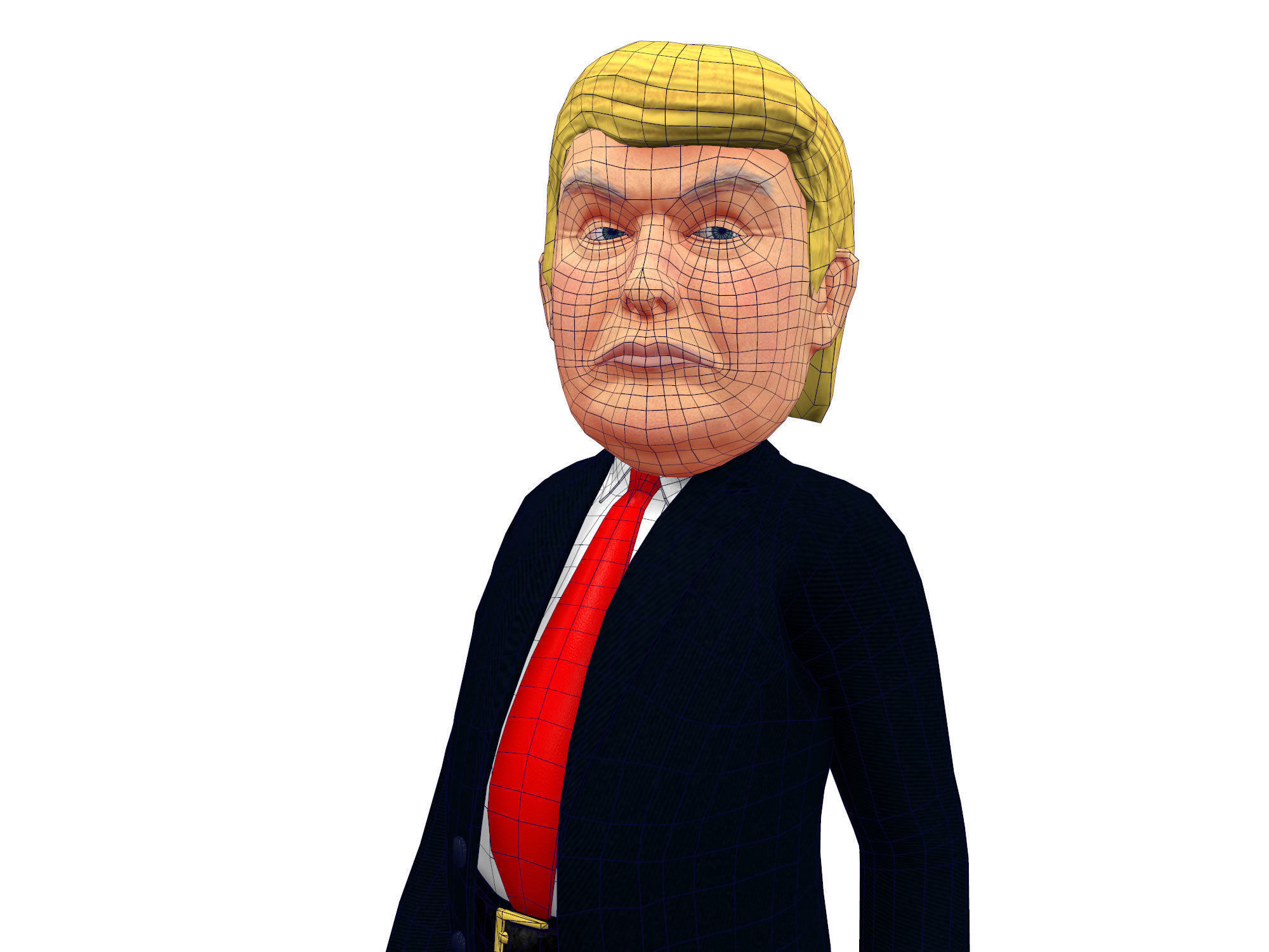 Donald Trump Caricature low poly rigged animated Low-poly 3D model_8