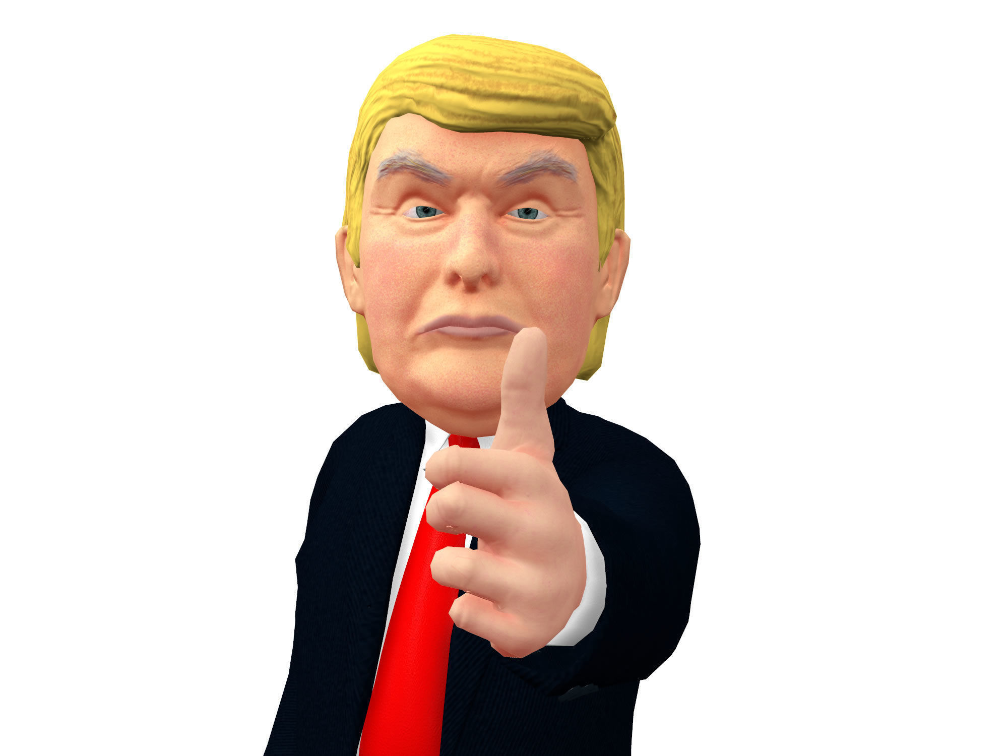 Donald Trump Caricature low poly rigged animated Low-poly 3D model_11