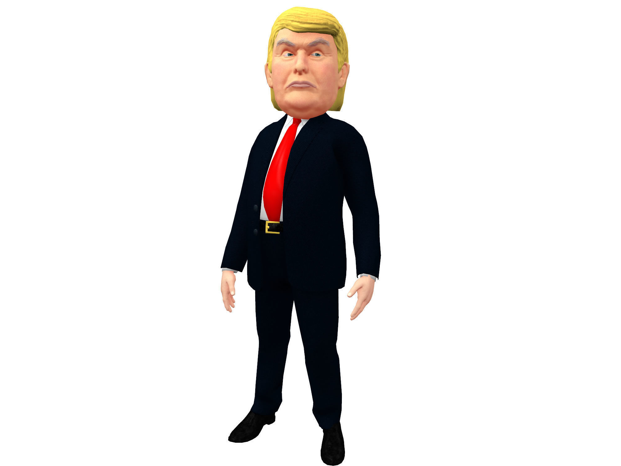 Donald Trump Caricature low poly rigged animated Low-poly 3D model_5