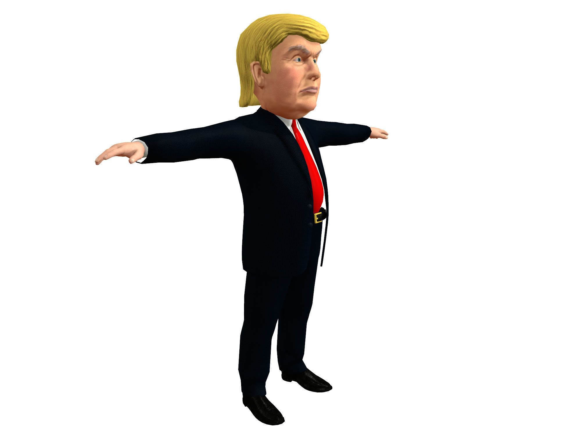 Donald Trump Caricature low poly rigged animated Low-poly 3D model_16