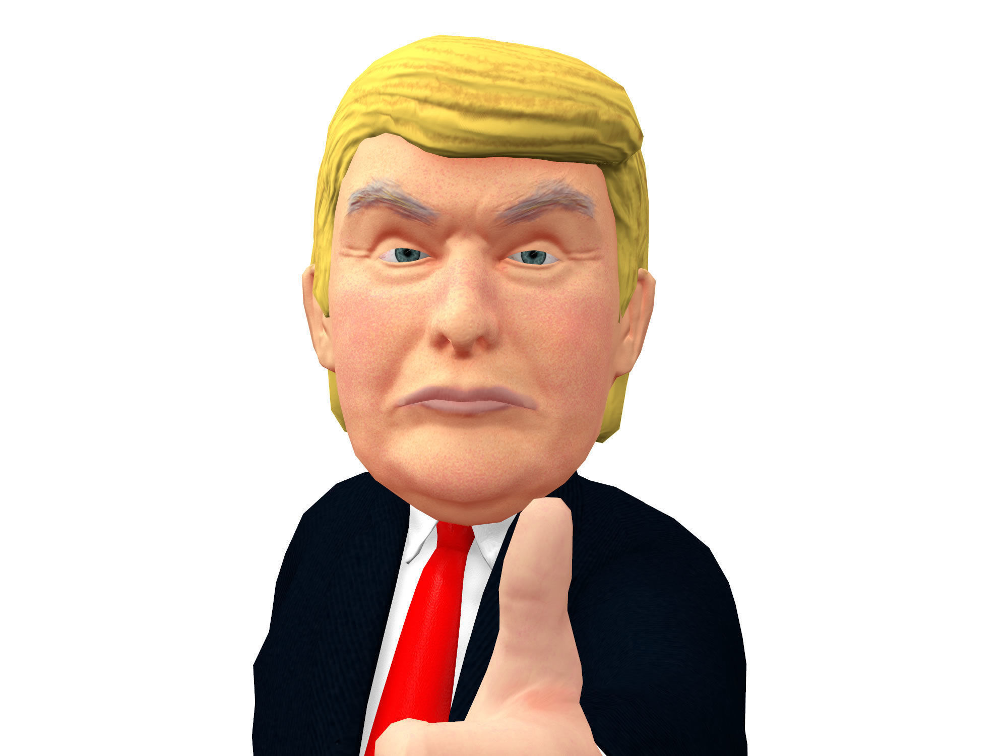 Donald Trump Caricature low poly rigged animated Low-poly 3D model_6