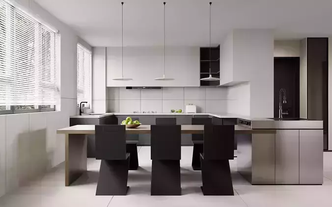 Modern living room dining room interior scenes 563 3D model