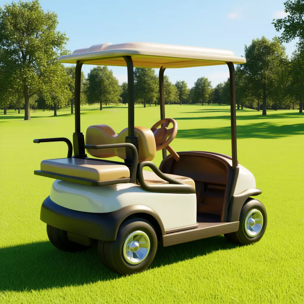 Realistic Golf Cart White Vehicle Lush Green Course 3D Low-poly 3D model_1