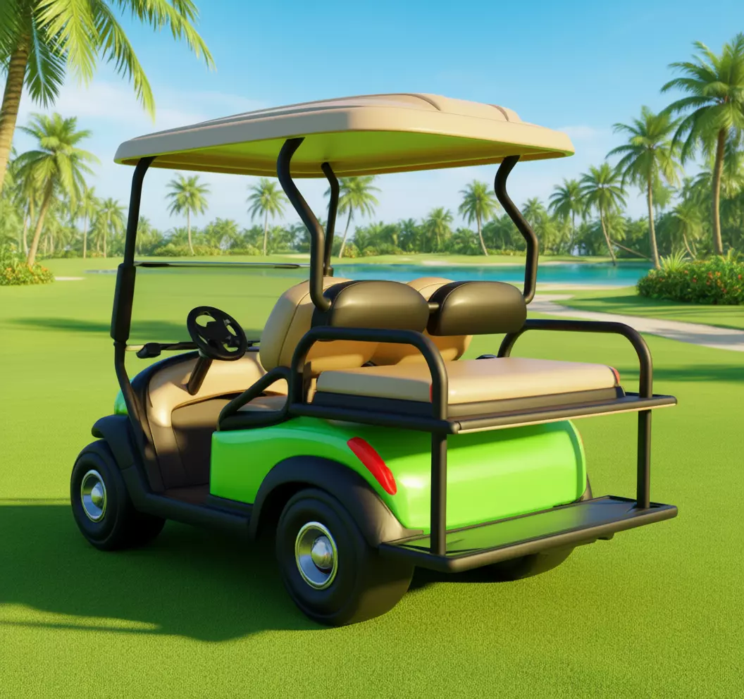 Tropical Golf Cart Vibrant Green Vehicle Beachside Course 3D Low-poly 3D model_1