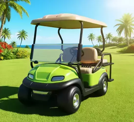 Tropical Golf Cart Vibrant Green Vehicle Beachside Course 3D Low-poly 3D model Tropical Golf Cart Vibrant Green Vehicle Beachside Course 3D Low-poly 3D model