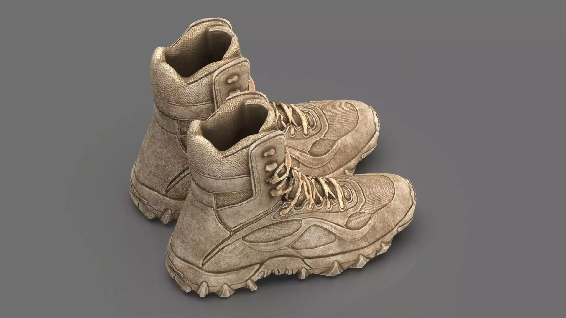 Tactical Desert Combat Boot Low-poly 3D model_4