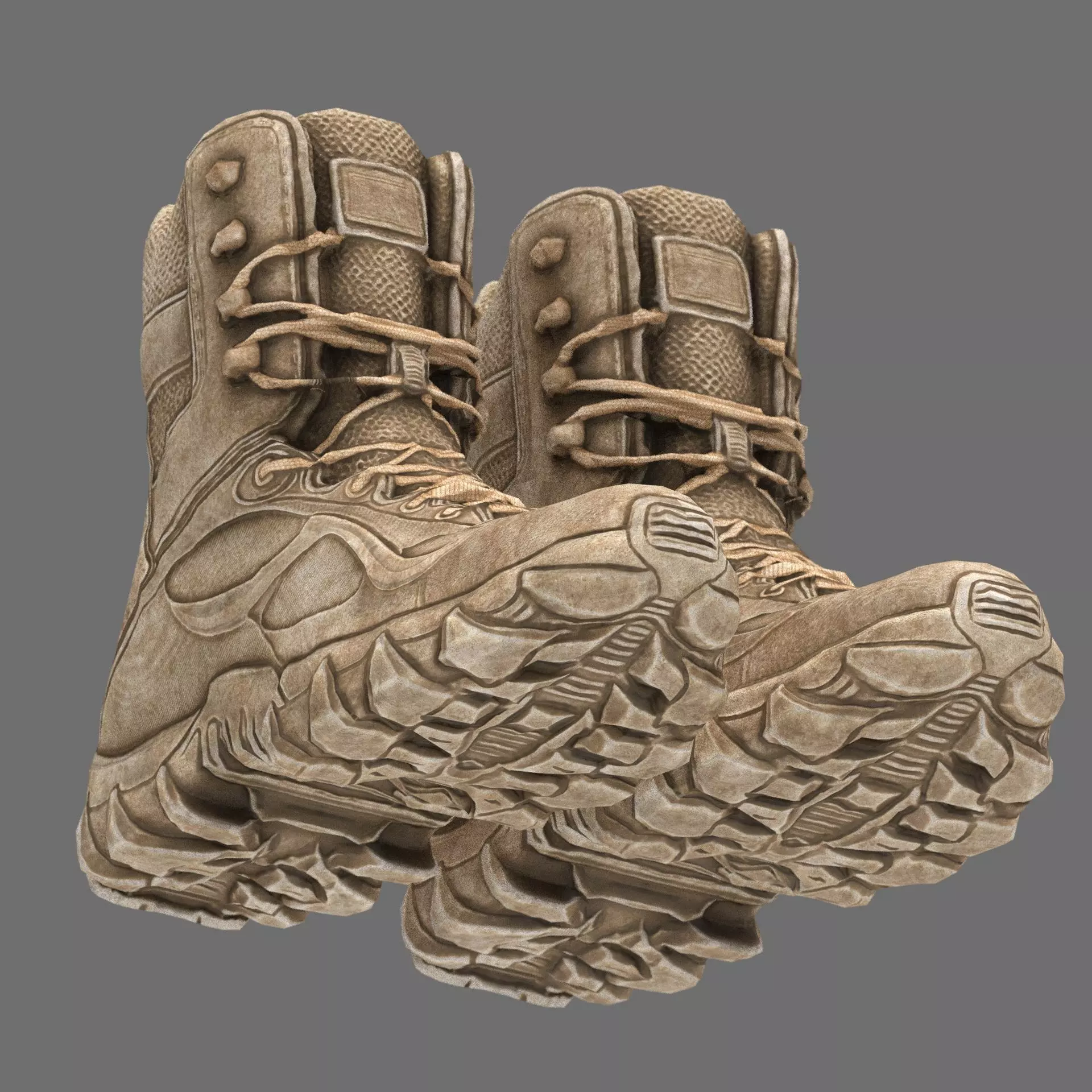 Tactical Desert Combat Boot Low-poly 3D model_2