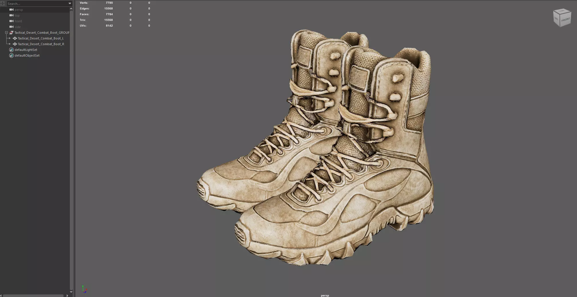 Tactical Desert Combat Boot Low-poly 3D model_6