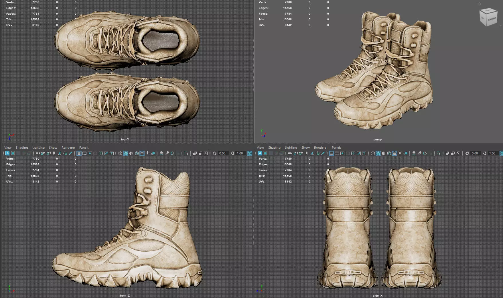 Tactical Desert Combat Boot Low-poly 3D model_10