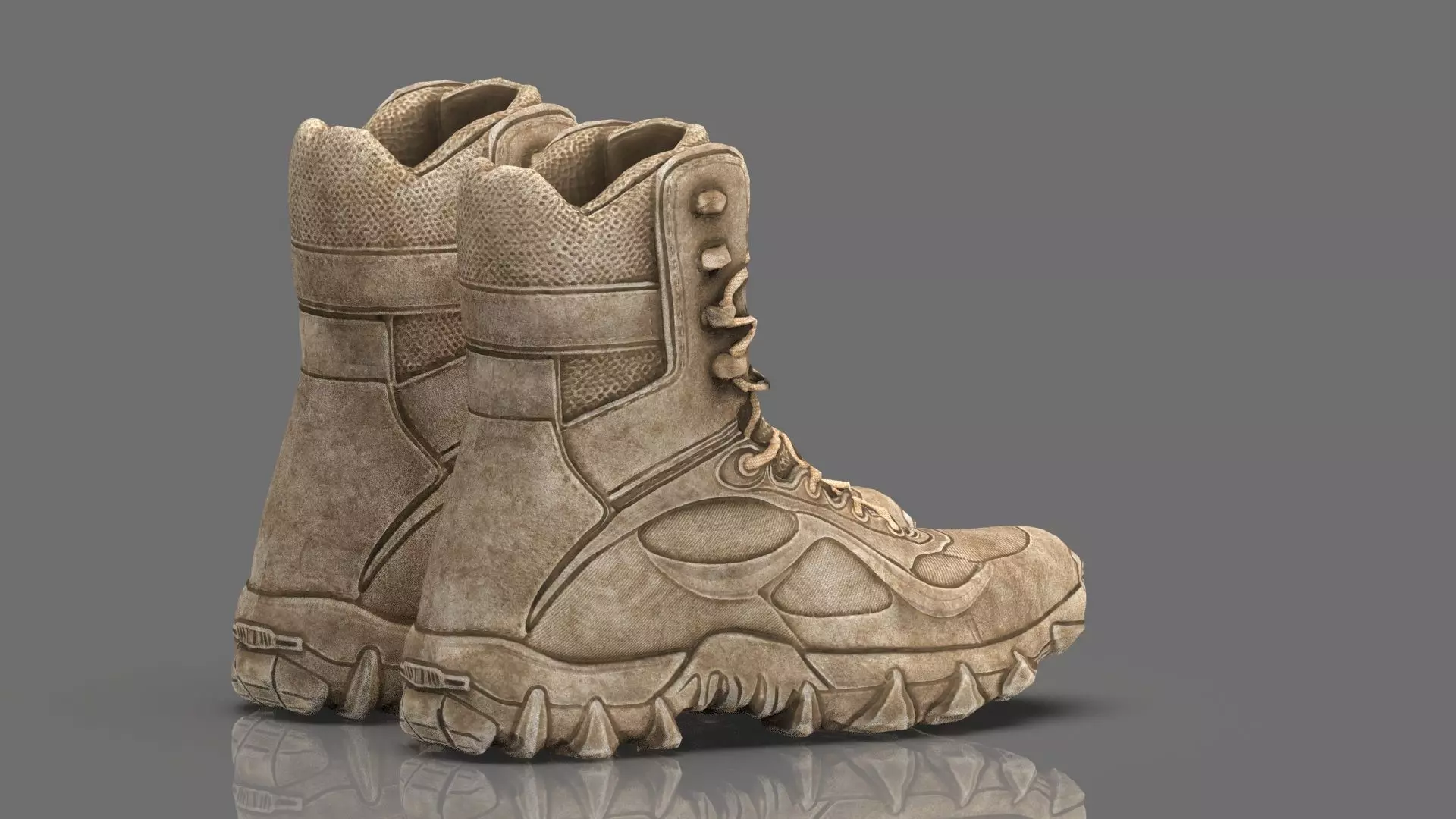 Tactical Desert Combat Boot Low-poly 3D model_5