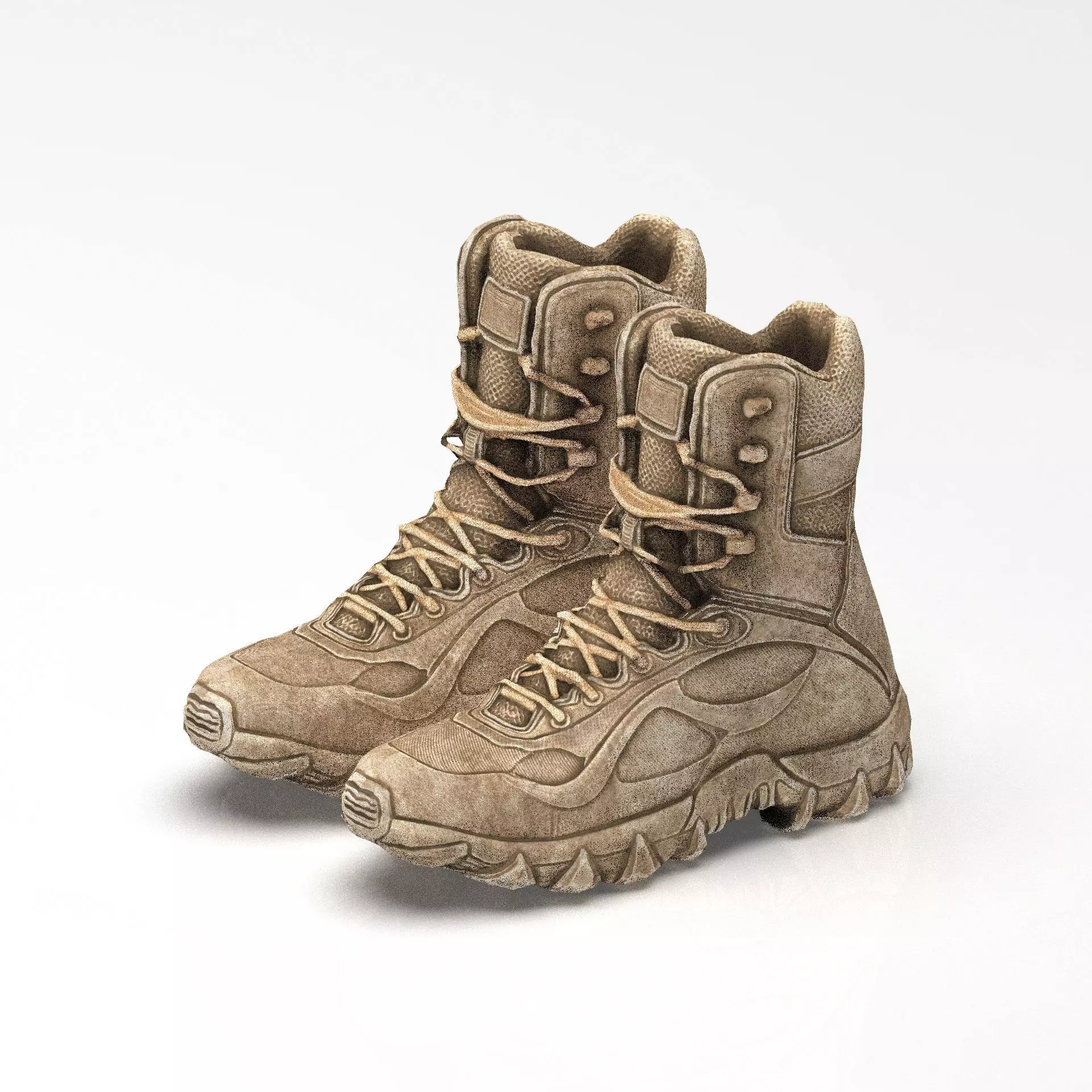 Tactical Desert Combat Boot Low-poly 3D model_3