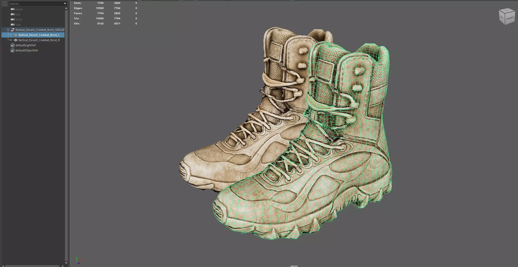 Tactical Desert Combat Boot Low-poly 3D model_7