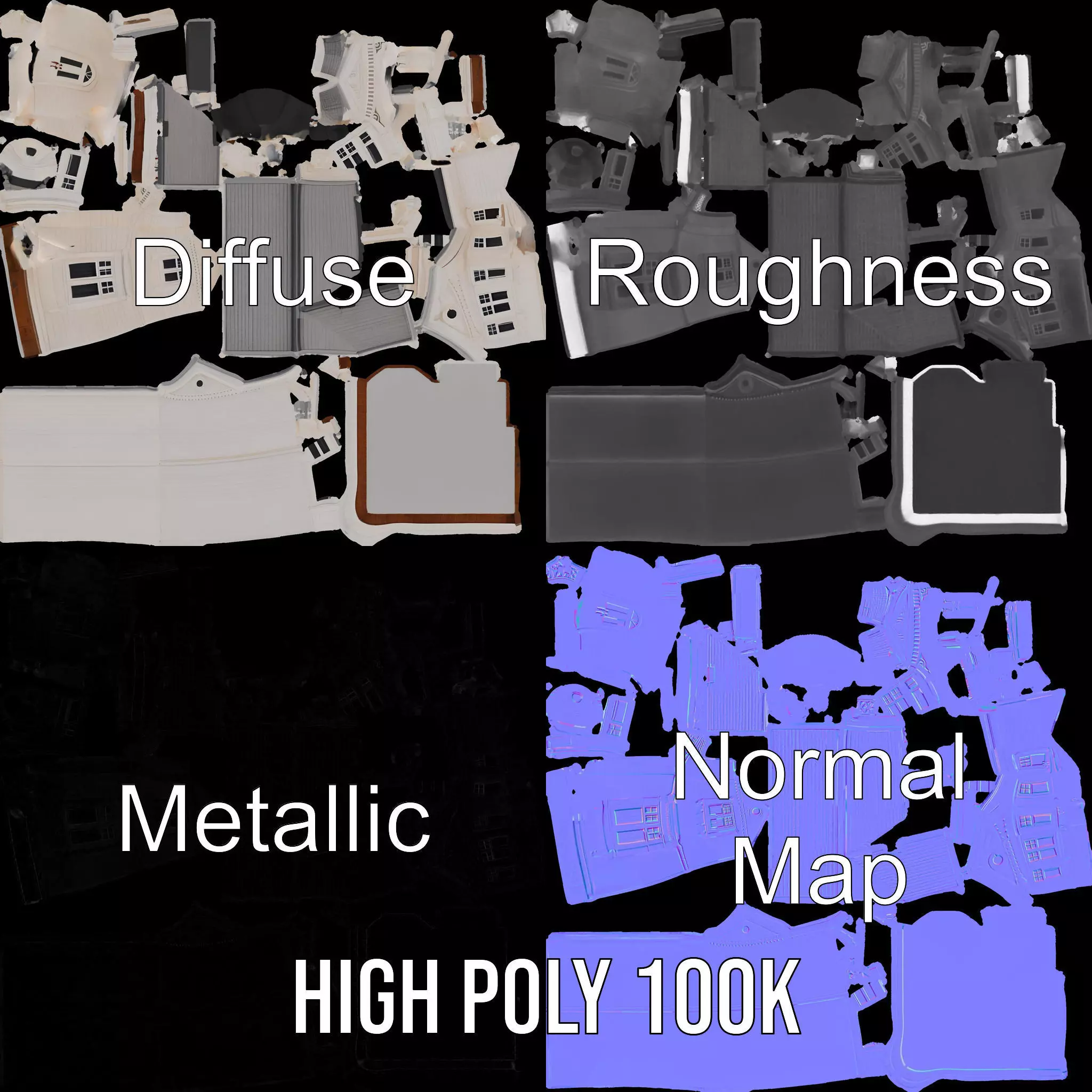 Victorian Ivory House model pack Low-poly 3D model_4