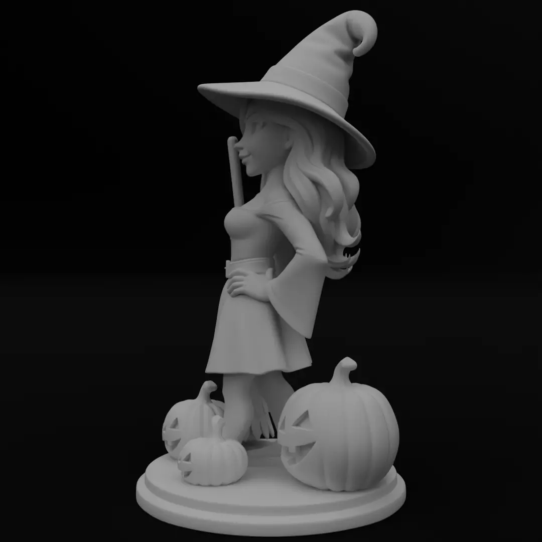 Halloween Cute Witch 3D model for 3D printing 3D print model_5