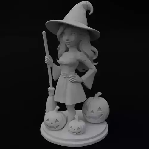 Halloween Cute Witch 3D model for 3D printing 3D print model Halloween Cute Witch 3D model for 3D printing 3D print model