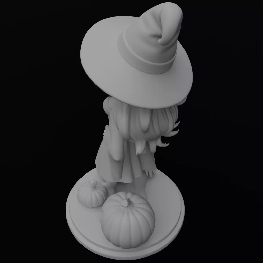 Halloween Cute Witch 3D model for 3D printing 3D print model_10