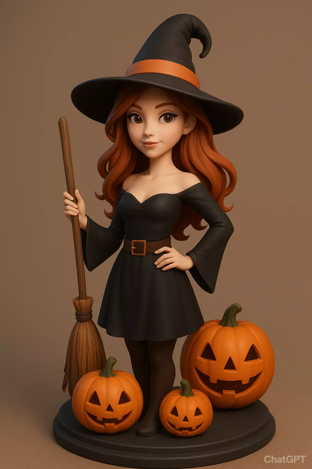 Halloween Cute Witch 3D model for 3D printing 3D print model_1
