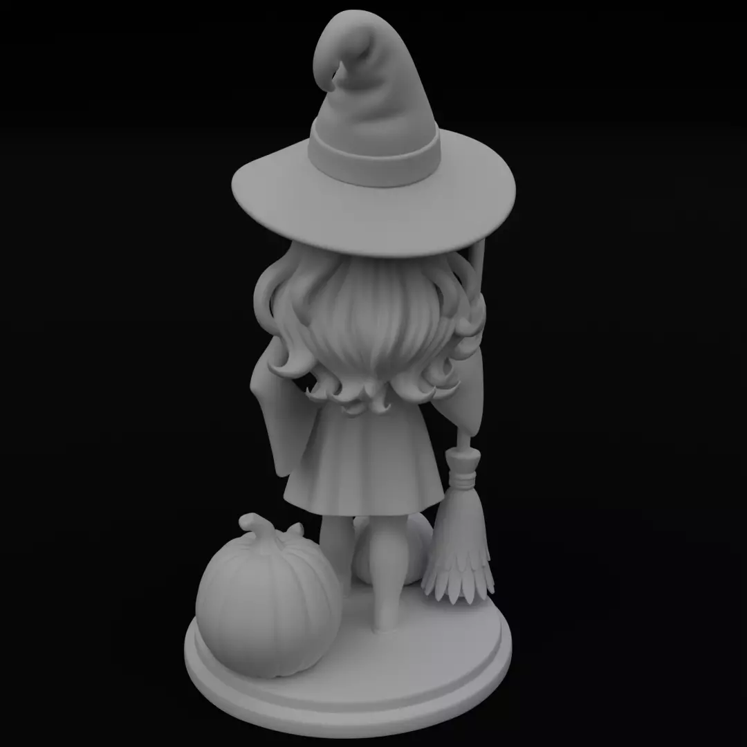 Halloween Cute Witch 3D model for 3D printing 3D print model_6