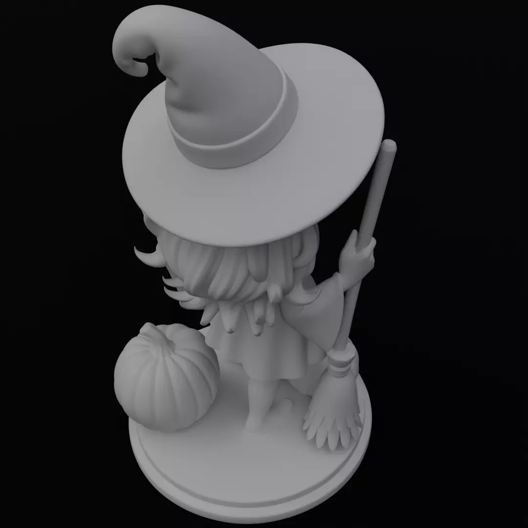 Halloween Cute Witch 3D model for 3D printing 3D print model_7