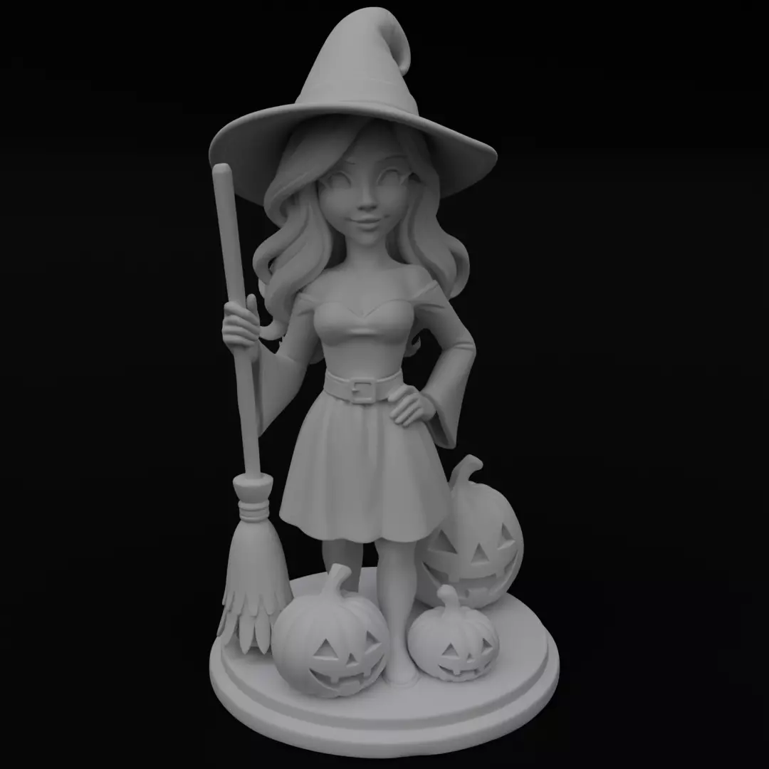 Halloween Cute Witch 3D model for 3D printing 3D print model_2
