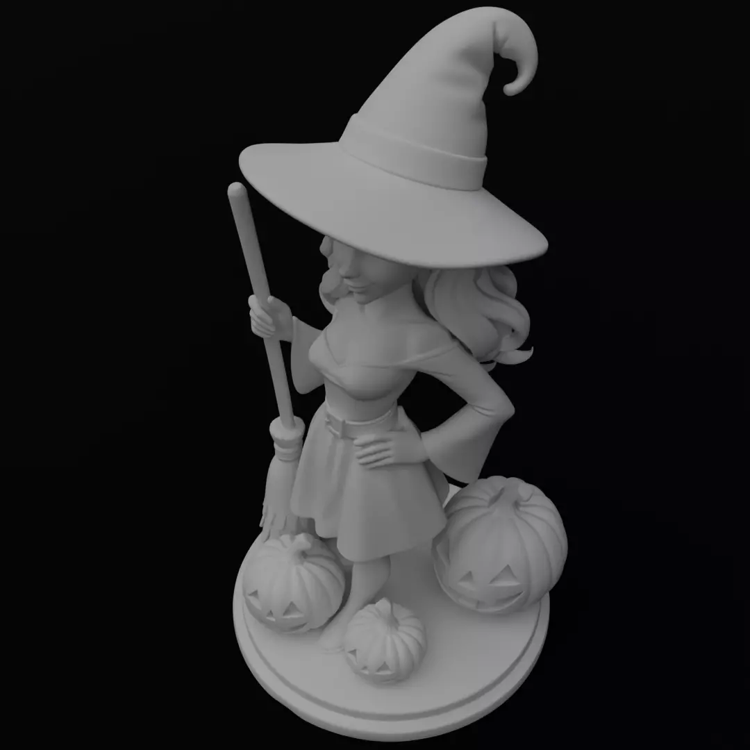 Halloween Cute Witch 3D model for 3D printing 3D print model_9