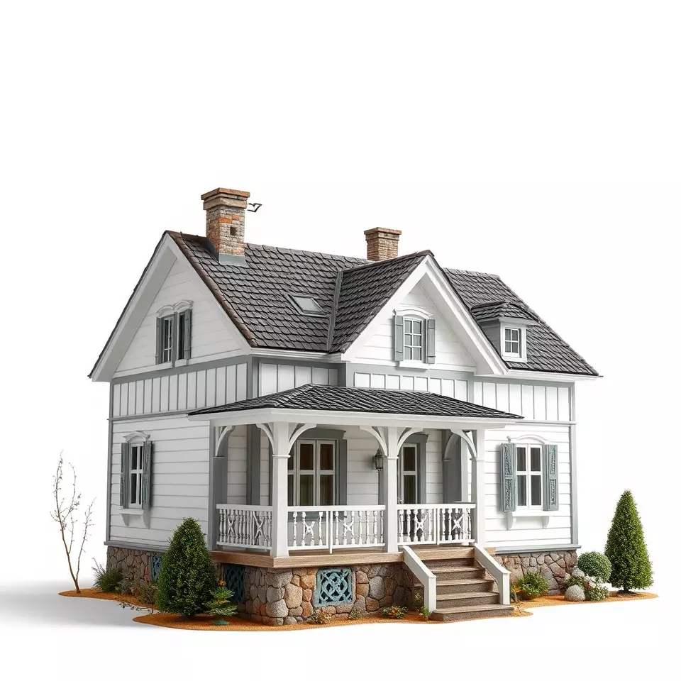 Charming Cottage House model pack Low-poly 3D model_3