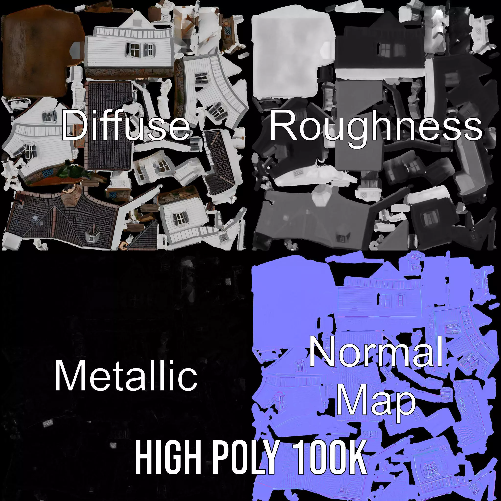 Charming Cottage House model pack Low-poly 3D model_4