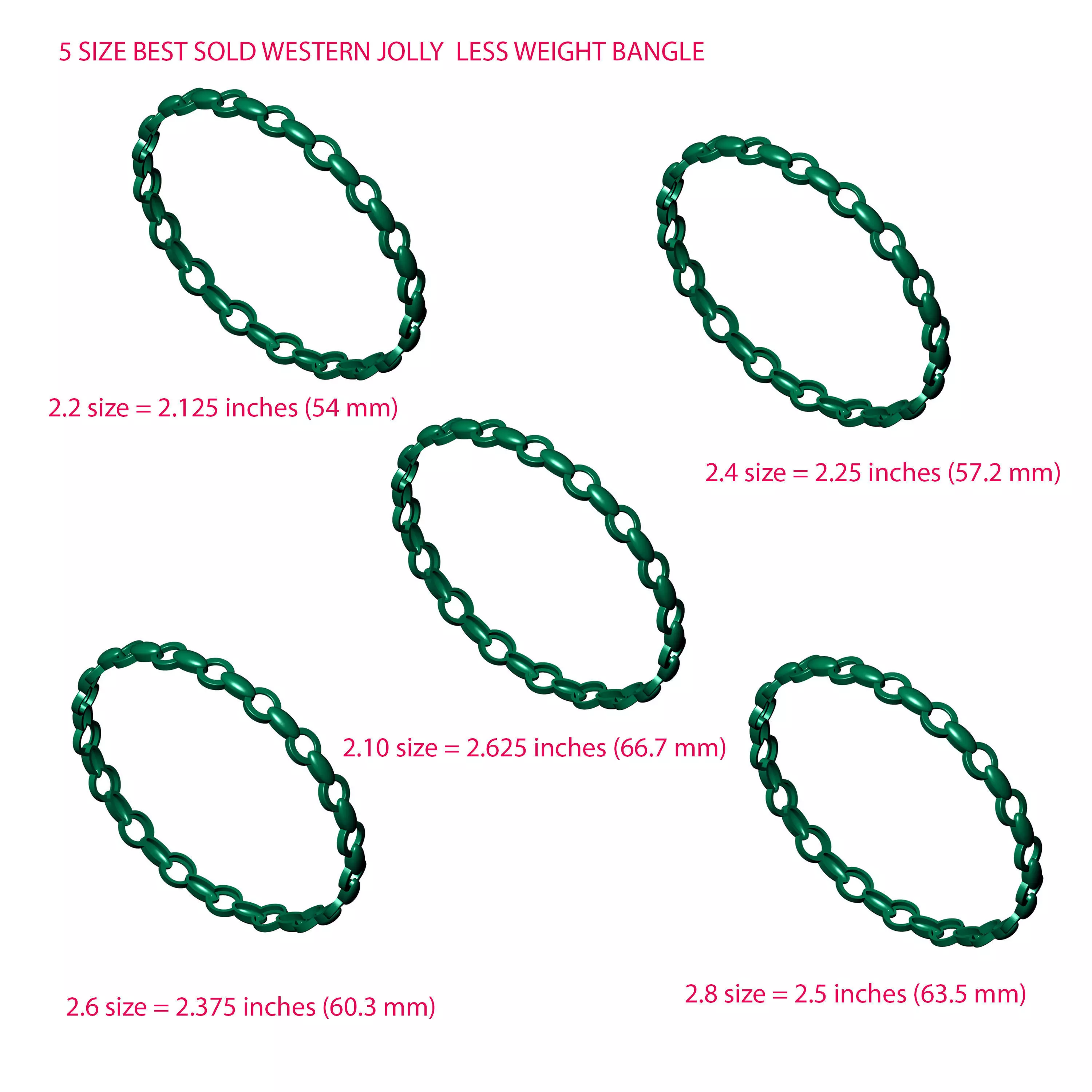 5 SIZE BEST SOLD WESTERN JOLLY  LESS WEIGHT BANGLE 3D Model Collection_0