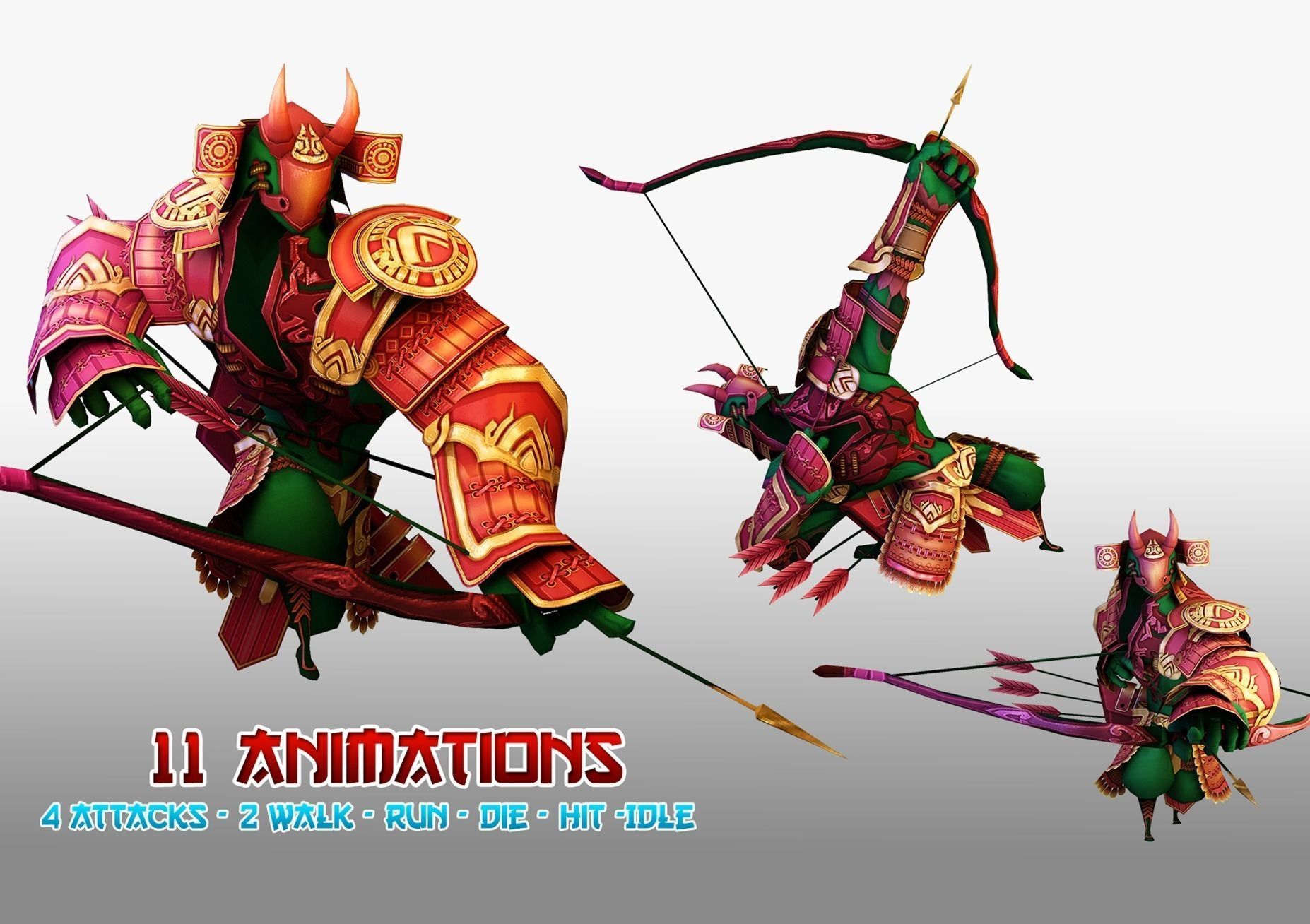 Samurai Archery  Low-poly 3D model_3