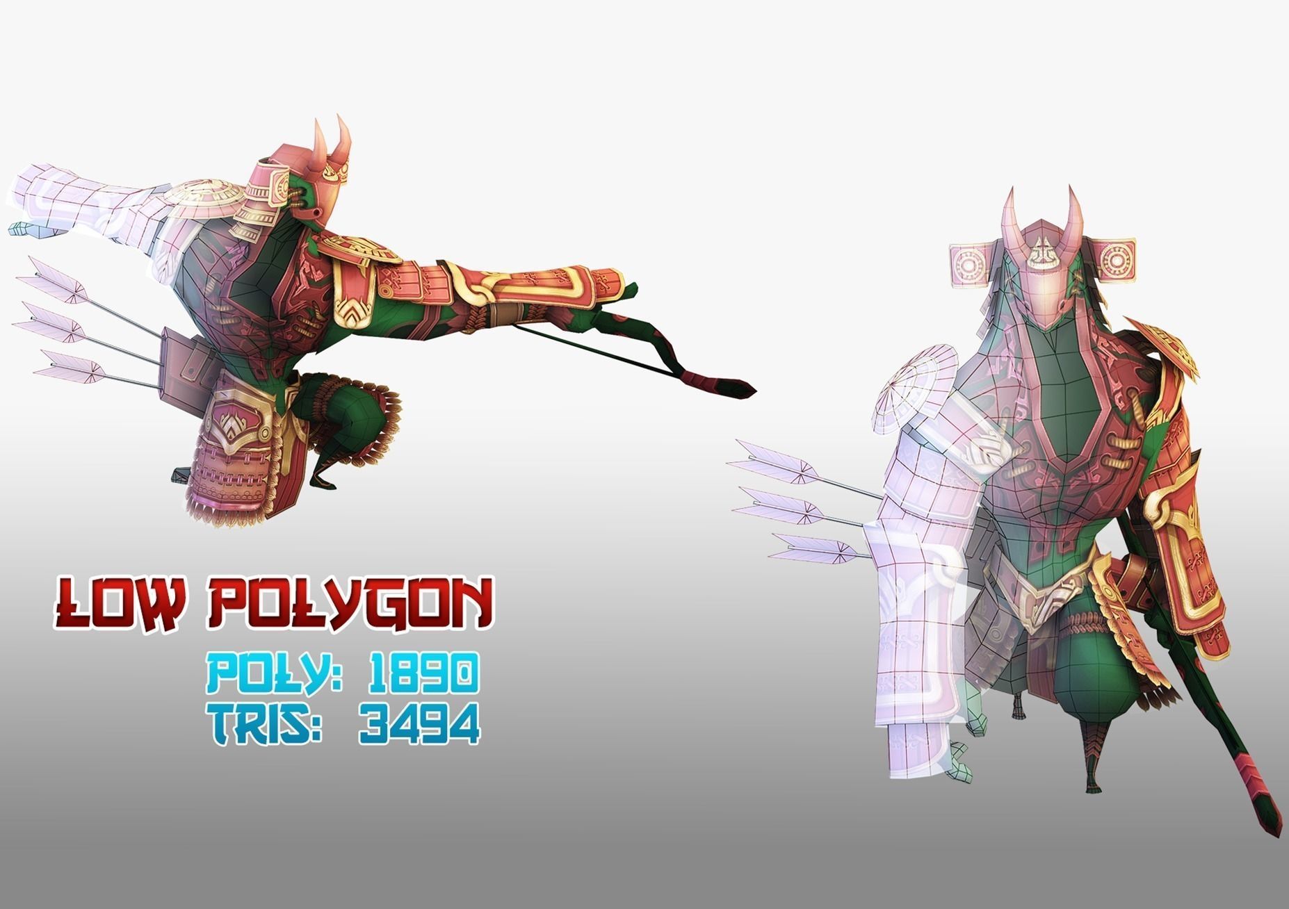 Samurai Archery  Low-poly 3D model_4