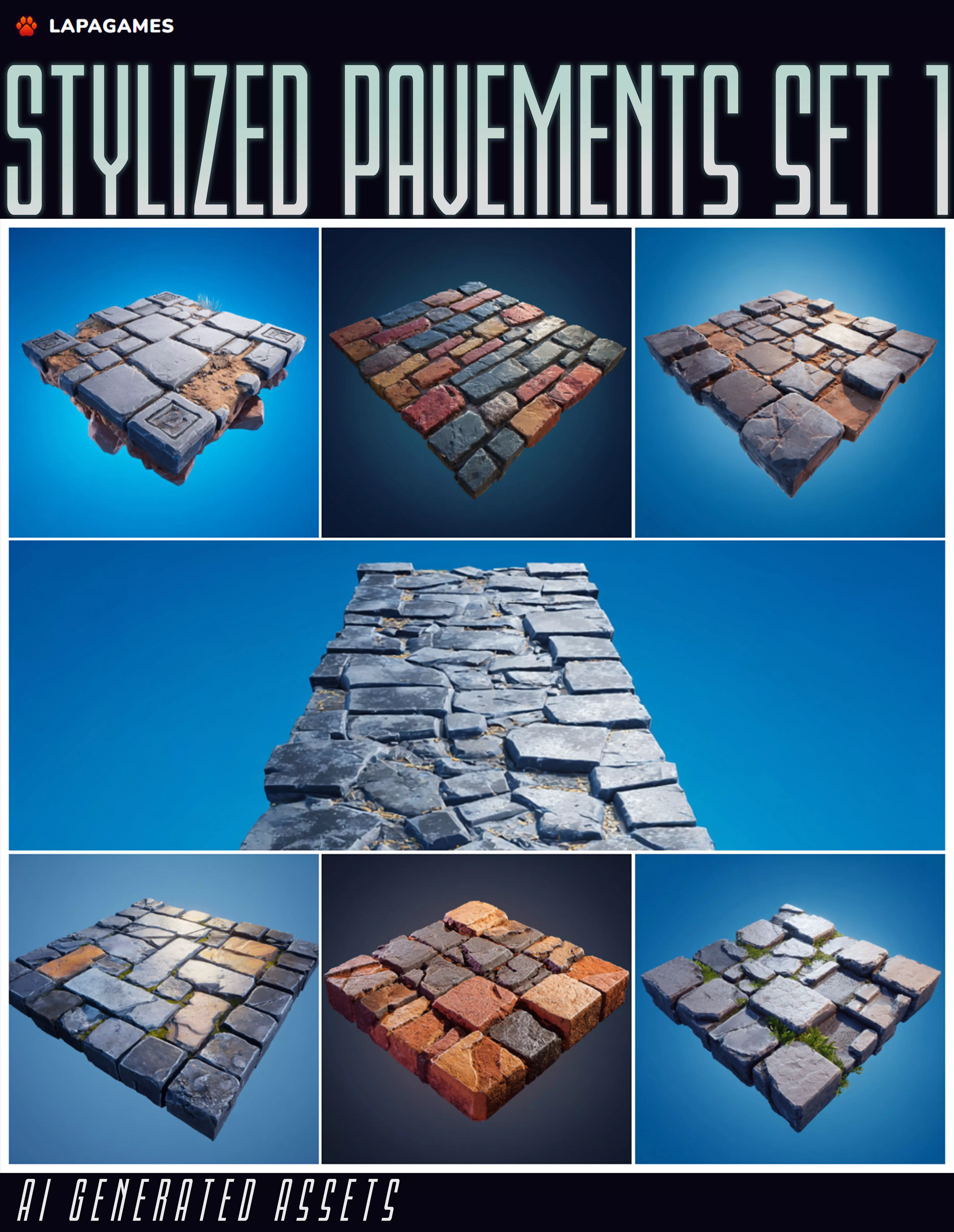 Stylized Pavements Set 1 3D model