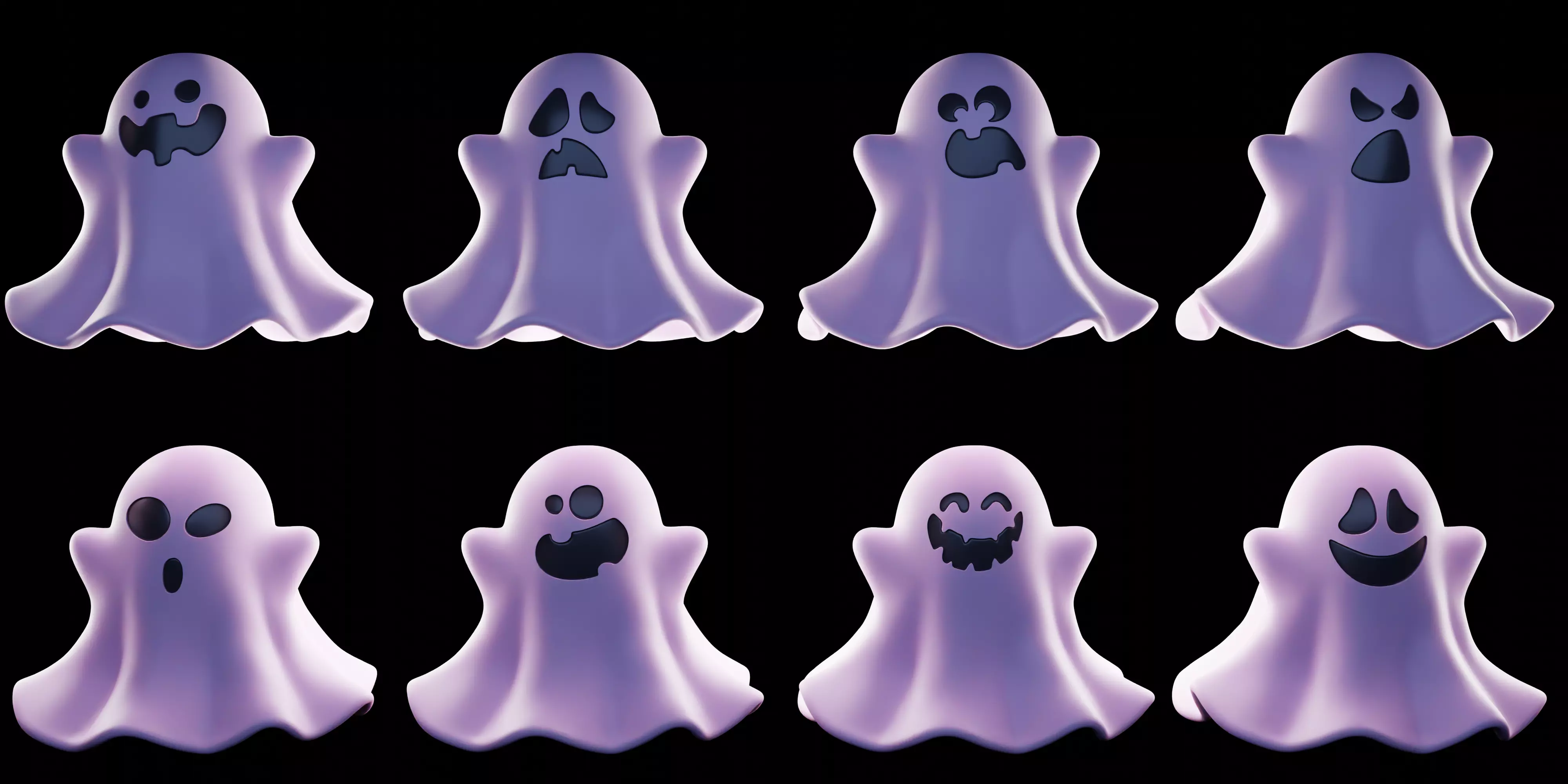 Halloween ghosts set 3D print model_0