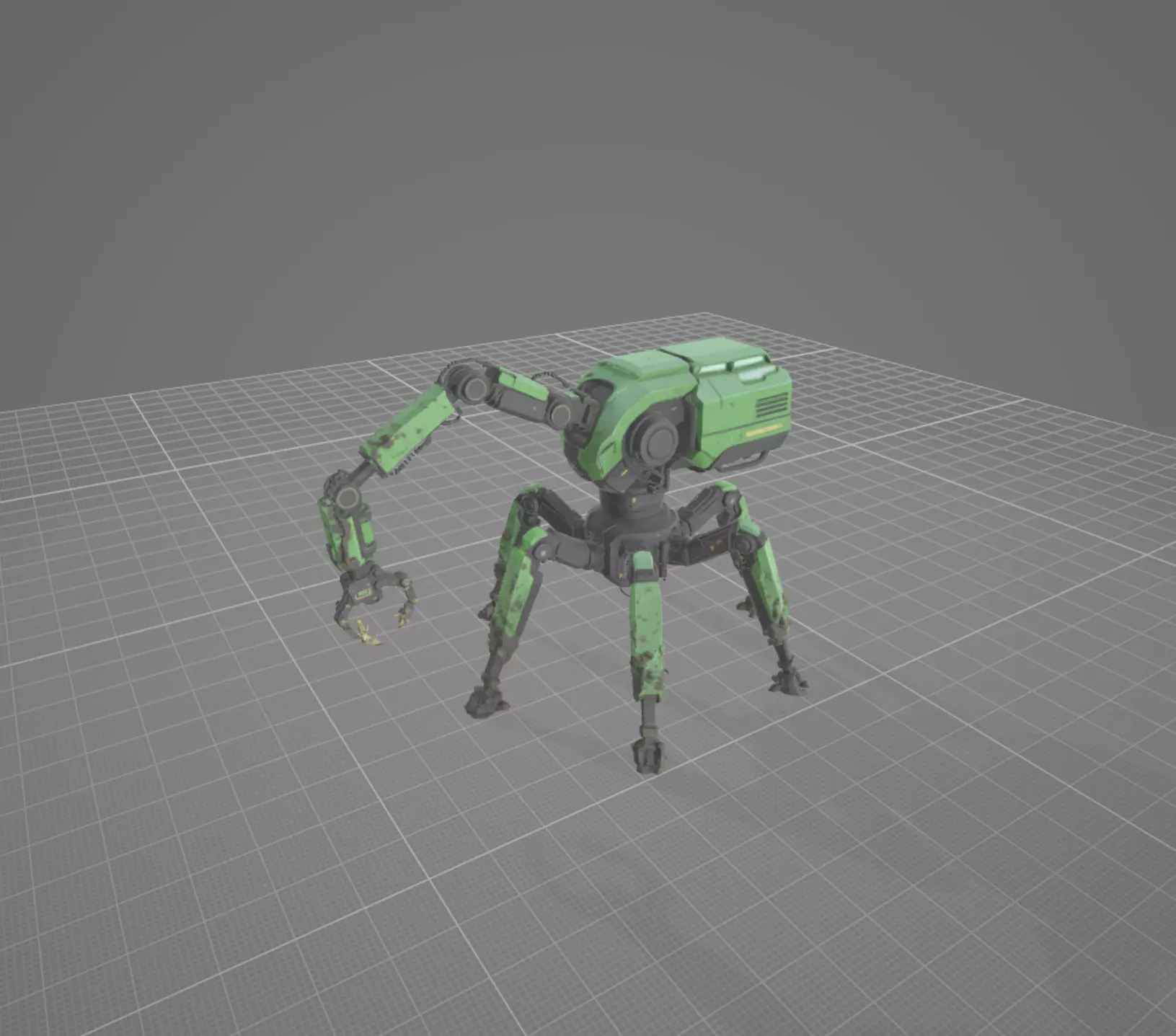 Futuristic Agricultural hexapod robot with manipulator 3D model_1