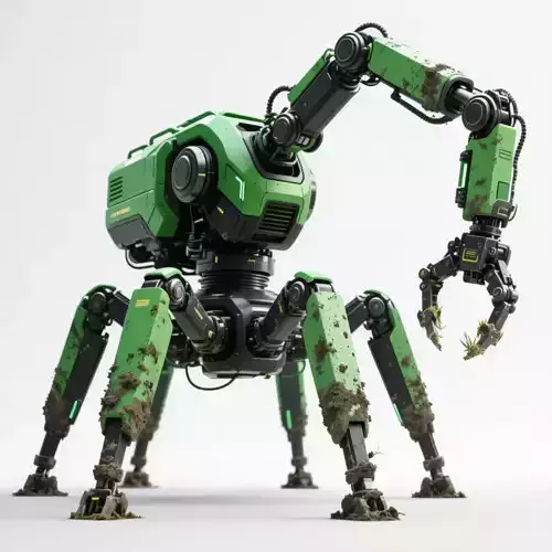 Futuristic Agricultural hexapod robot with manipulator 3D model
