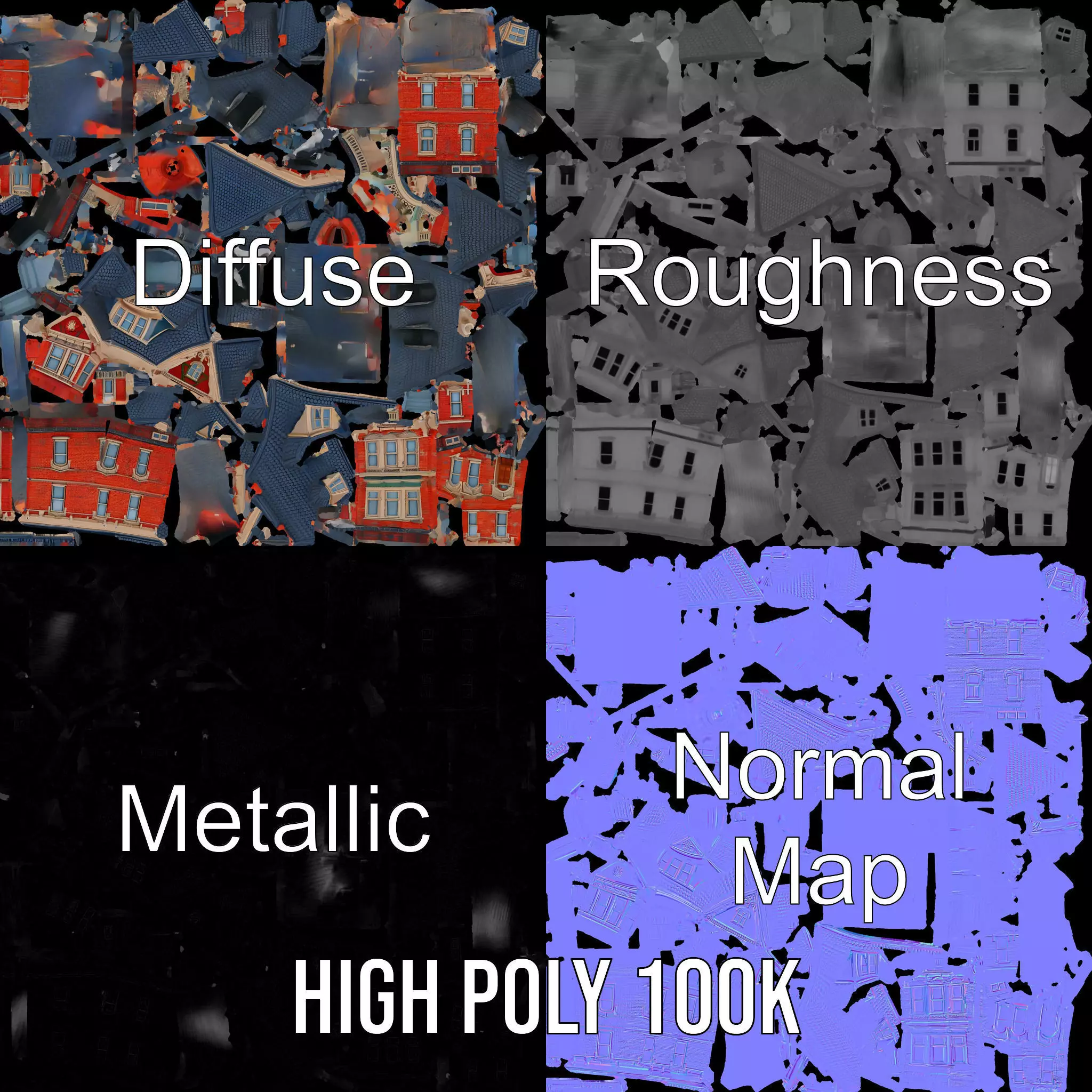 Victorian Brick House model pack Low-poly 3D model_4