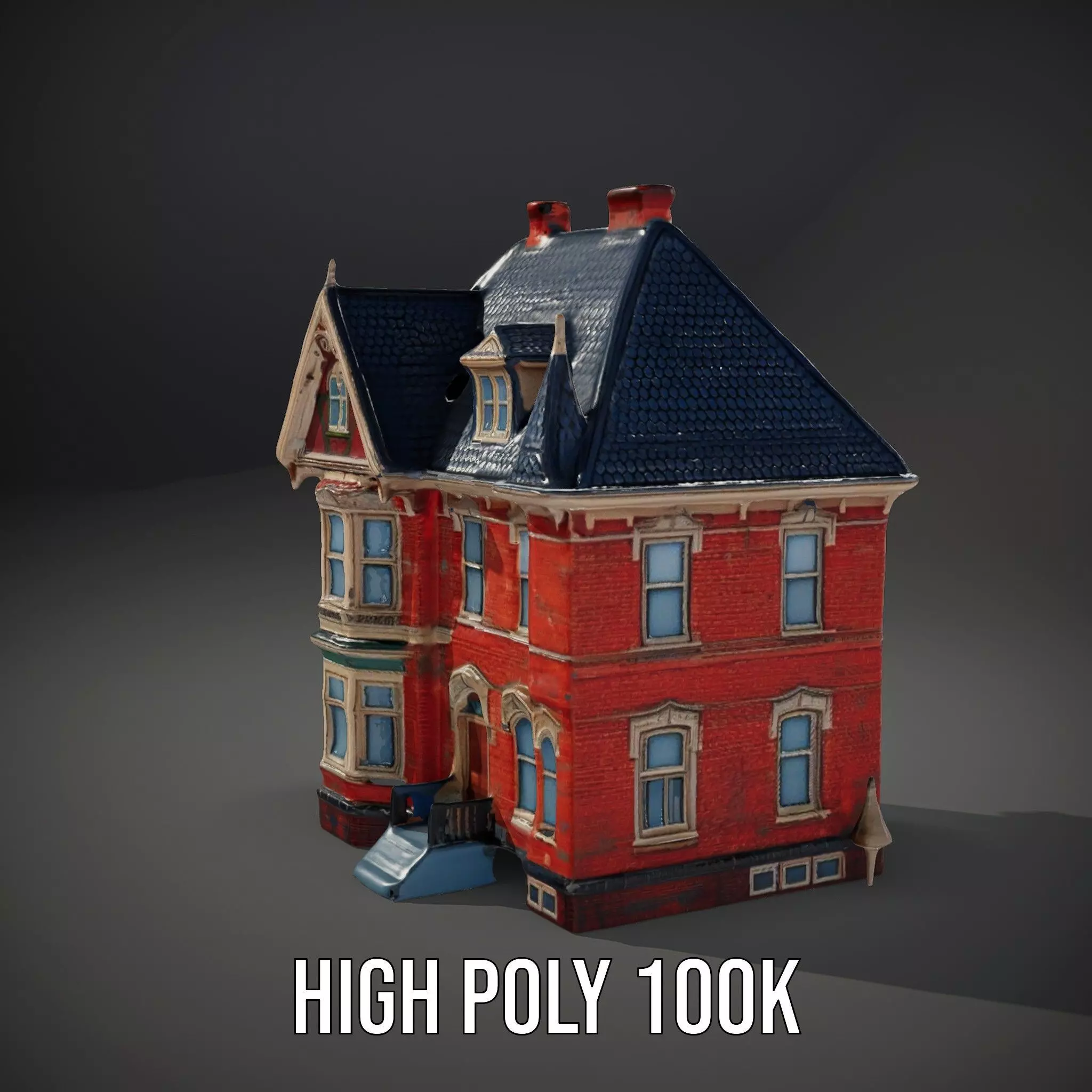 Victorian Brick House model pack Low-poly 3D model_13