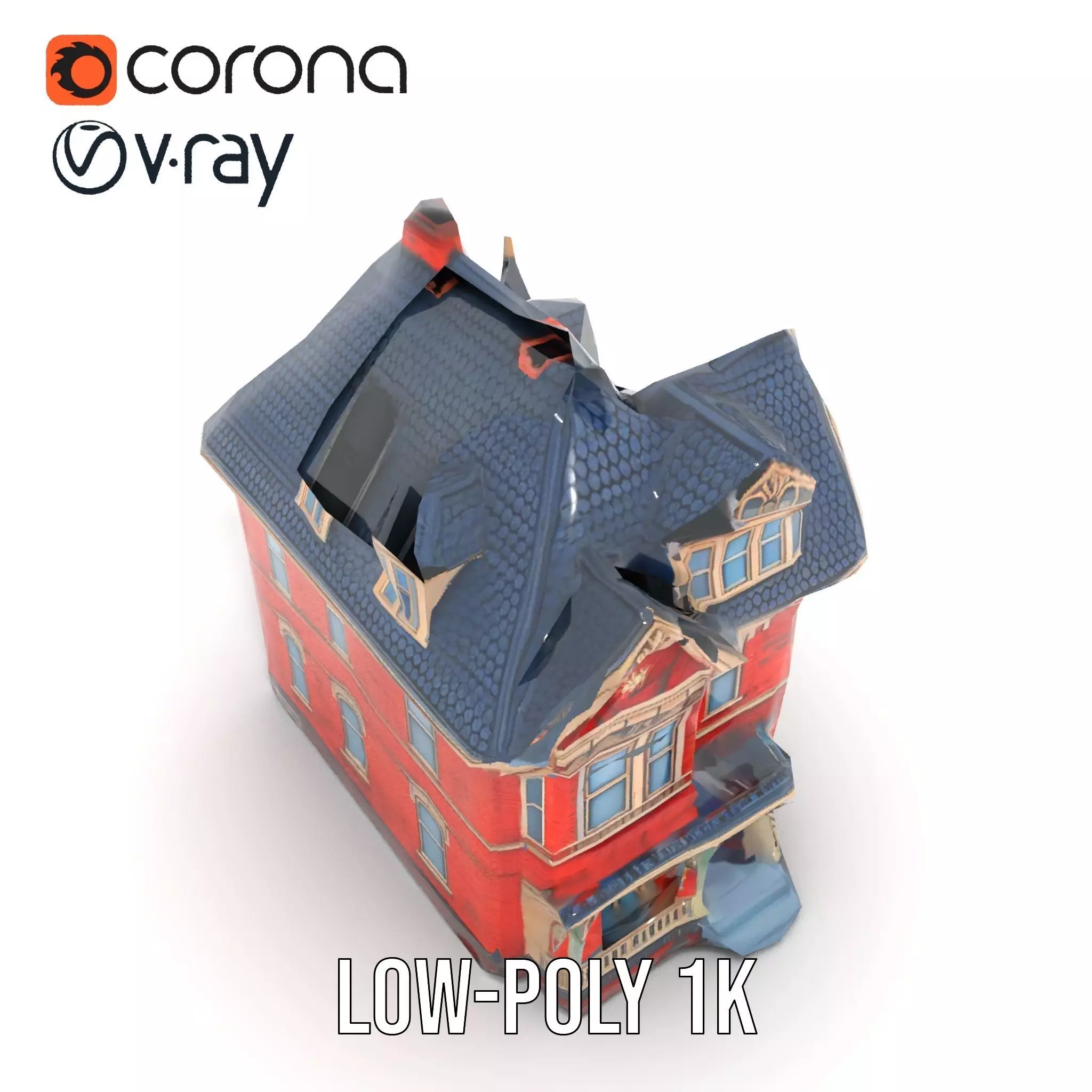 Victorian Brick House model pack Low-poly 3D model_9