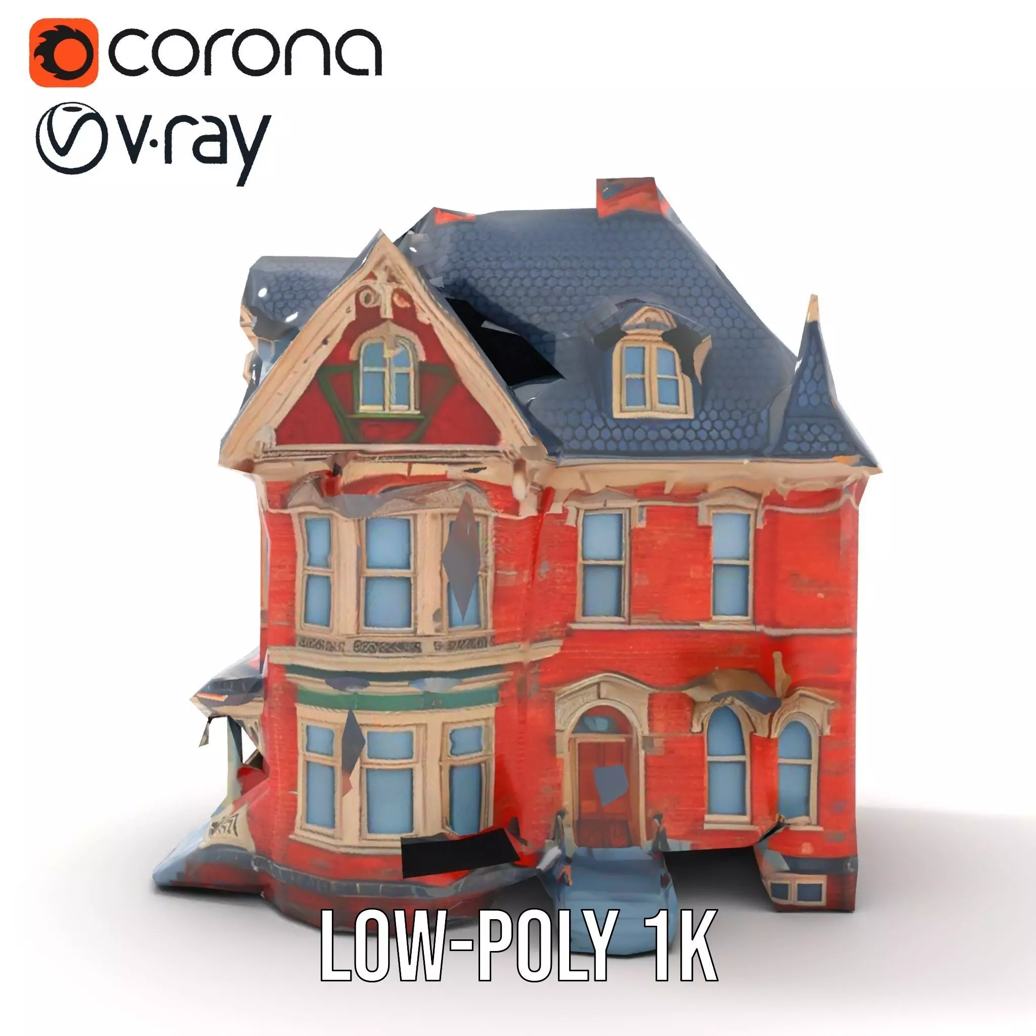 Victorian Brick House model pack Low-poly 3D model_26