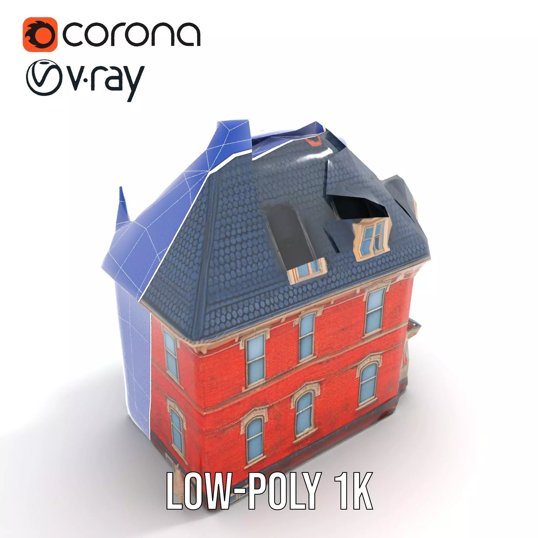 Victorian Brick House model pack Low-poly 3D model_12